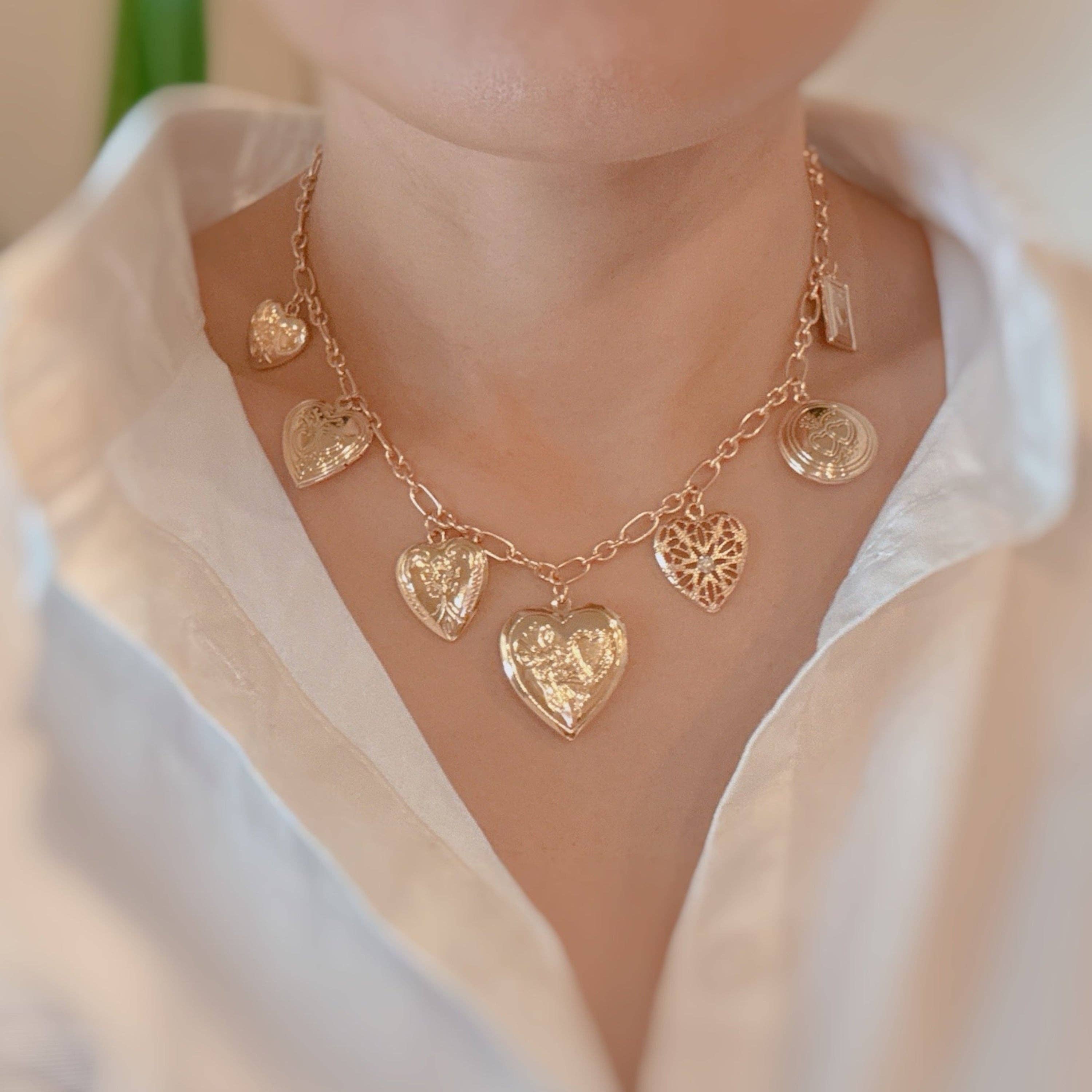 Heart Lockets Charm Necklace - Styled by Ashley Brooke