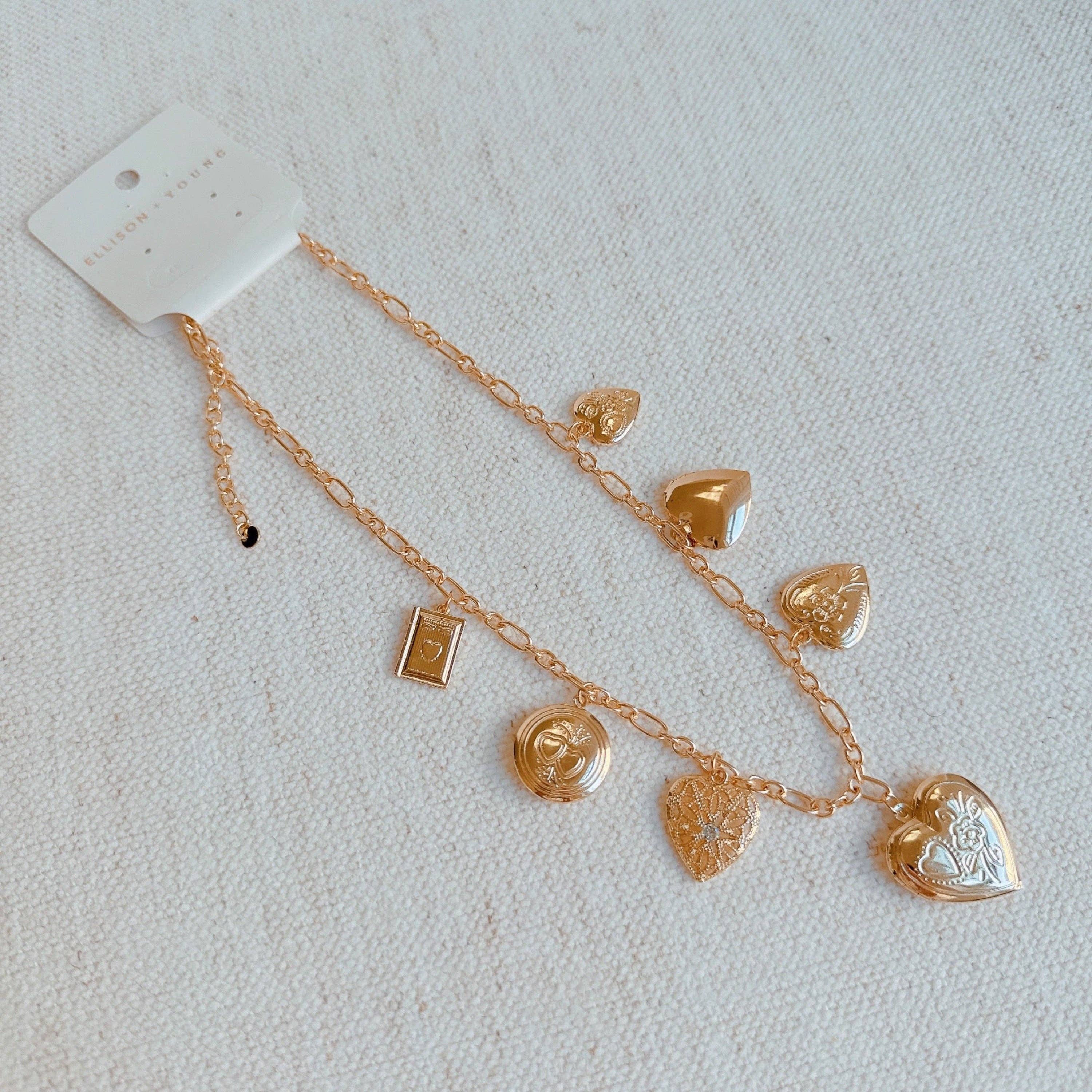 Heart Lockets Charm Necklace - Styled by Ashley Brooke