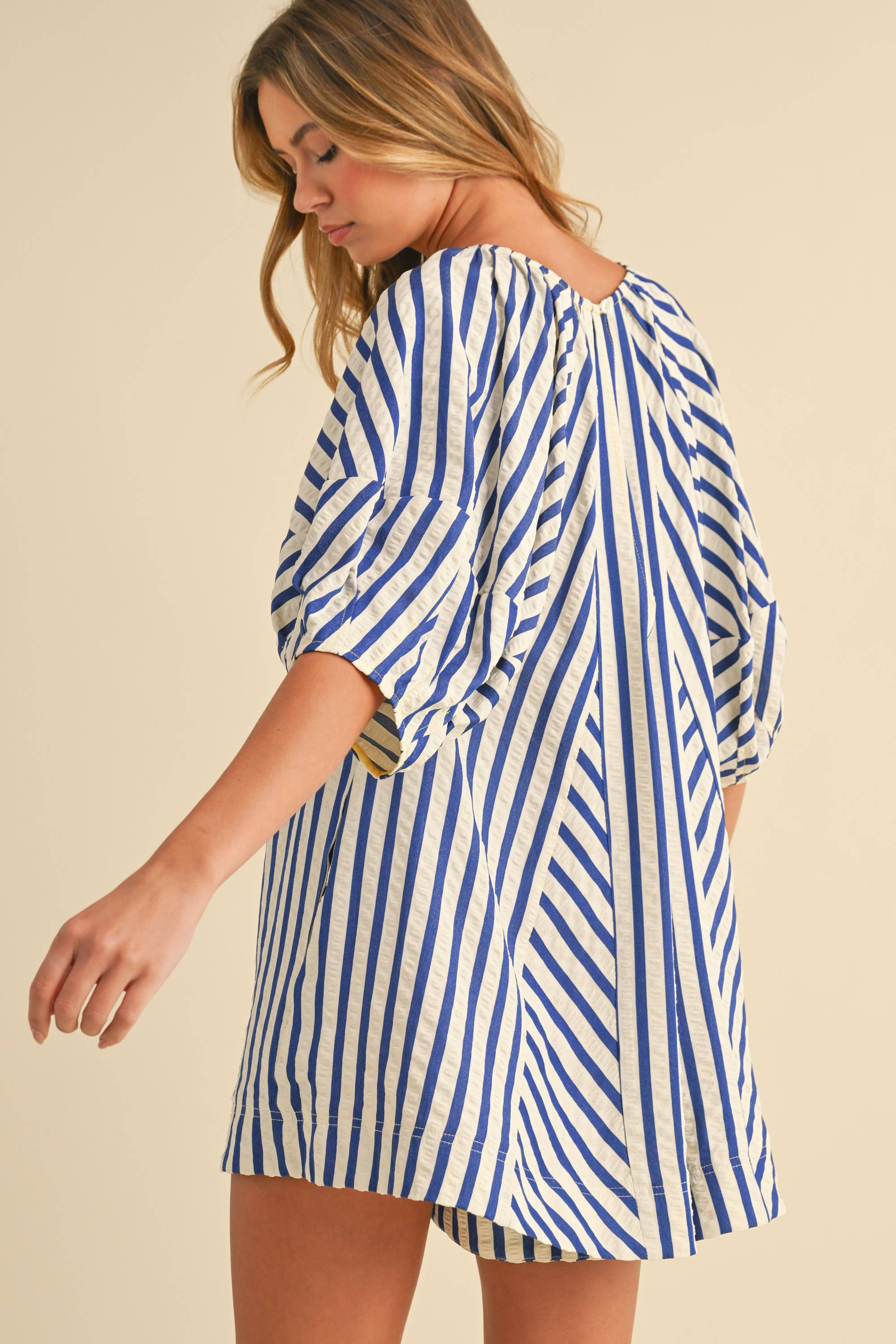 Bop Around Playsuit Romper in Blue - Styled by Ashley Brooke