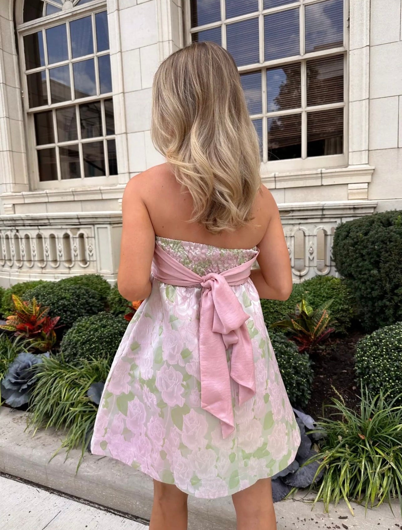 Jacquard Floral Tube Fit and Flare Mini Dress - Styled by Ashley Brooke