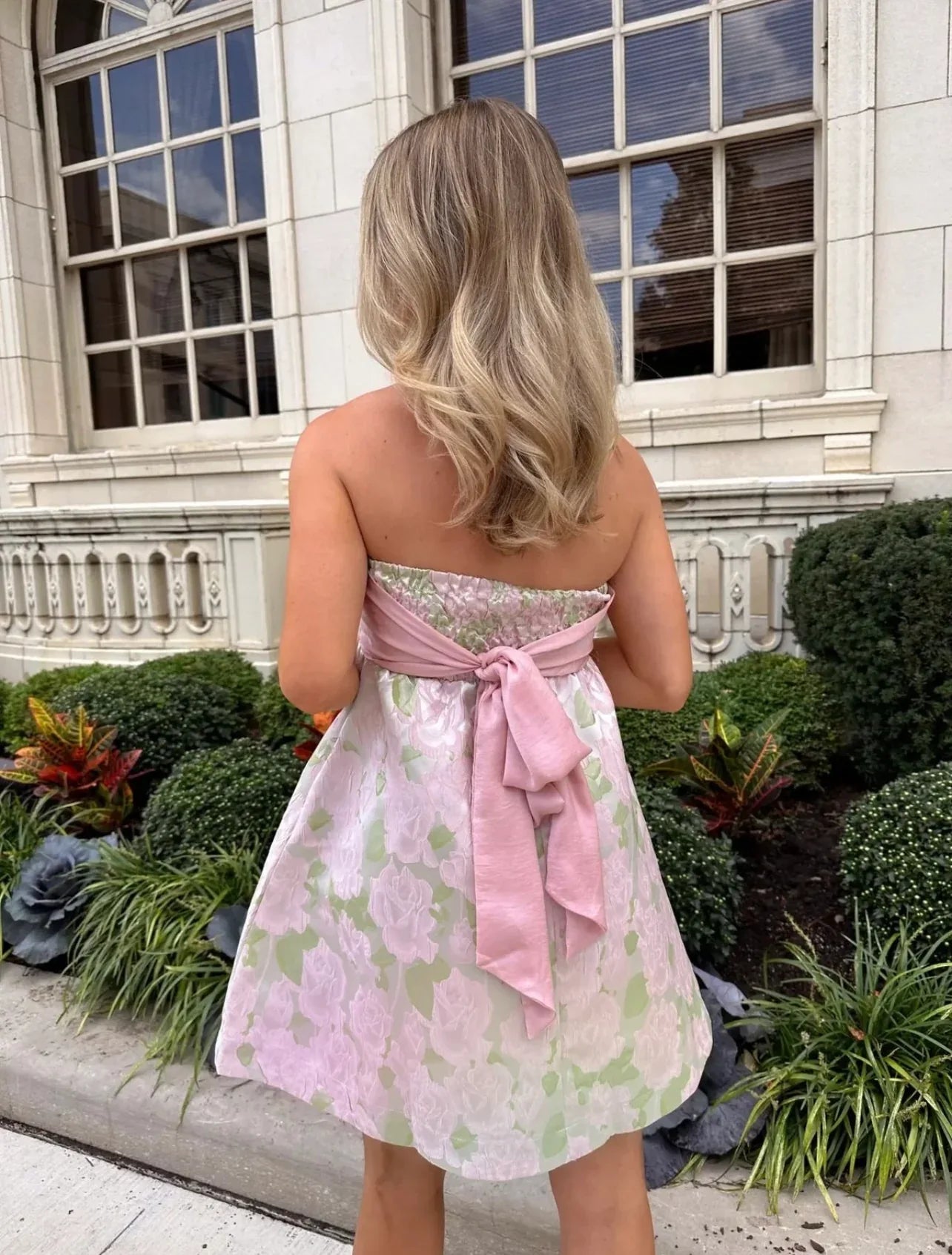 Jacquard Floral Tube Fit and Flare Mini Dress - Styled by Ashley Brooke