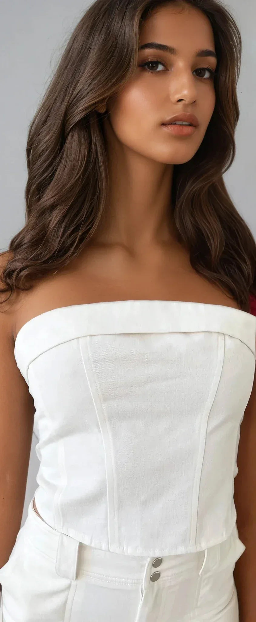White Strapless Corset Top - Styled by Ashley Brooke