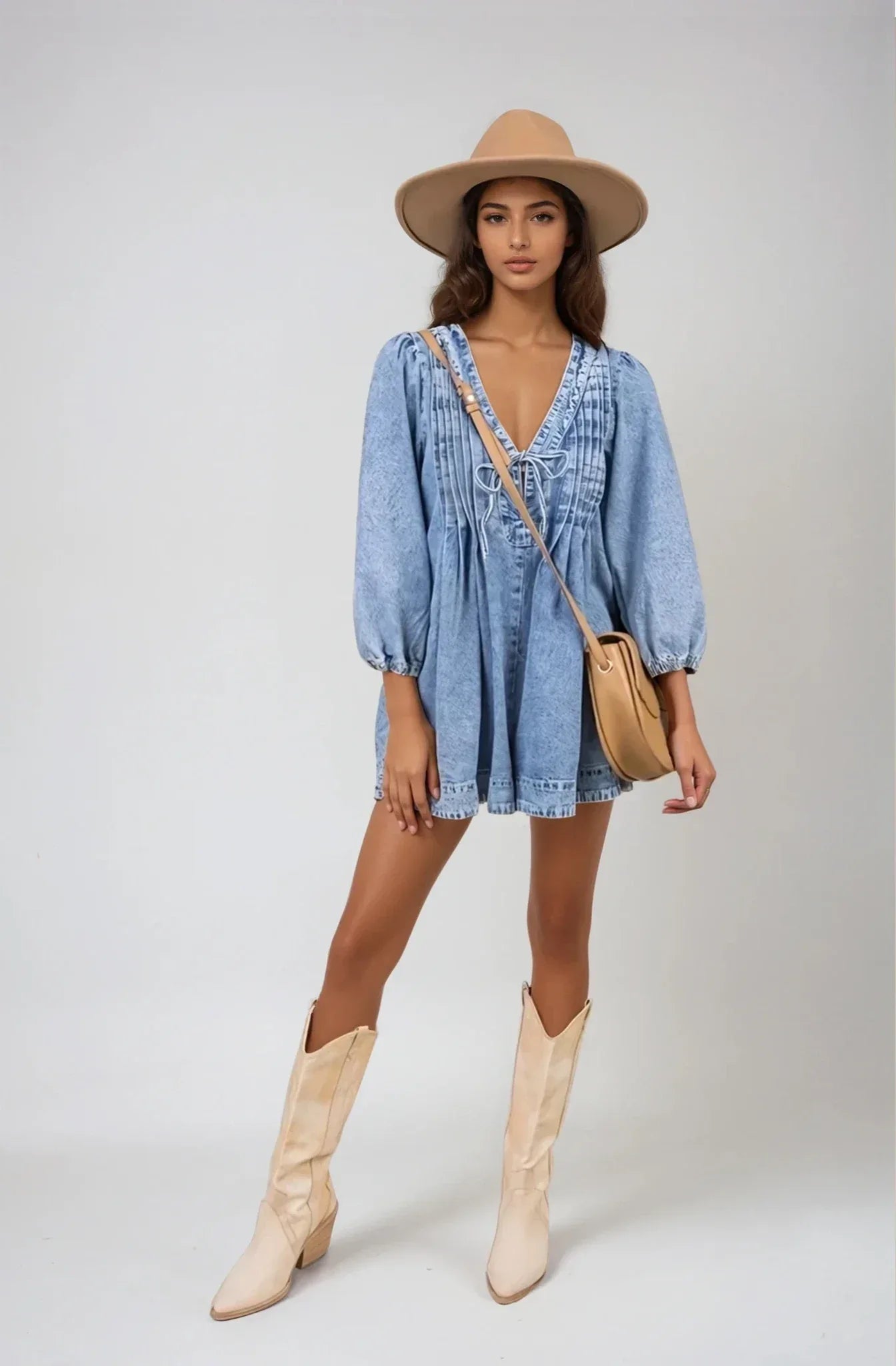 Long Sleeve Webster Denim Romper - Styled by Ashley Brooke