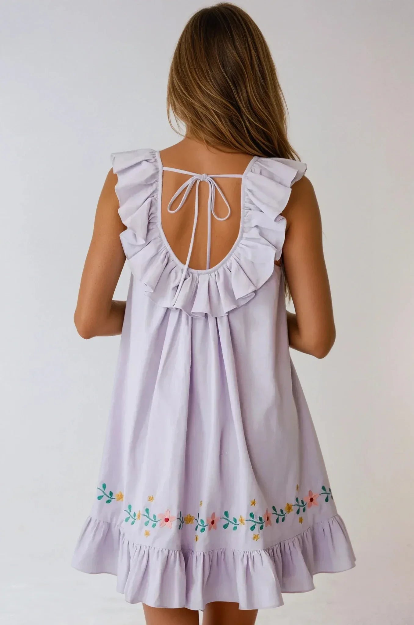 Lavender Floral Embroidered Mini Dress - Styled by Ashley Brooke
