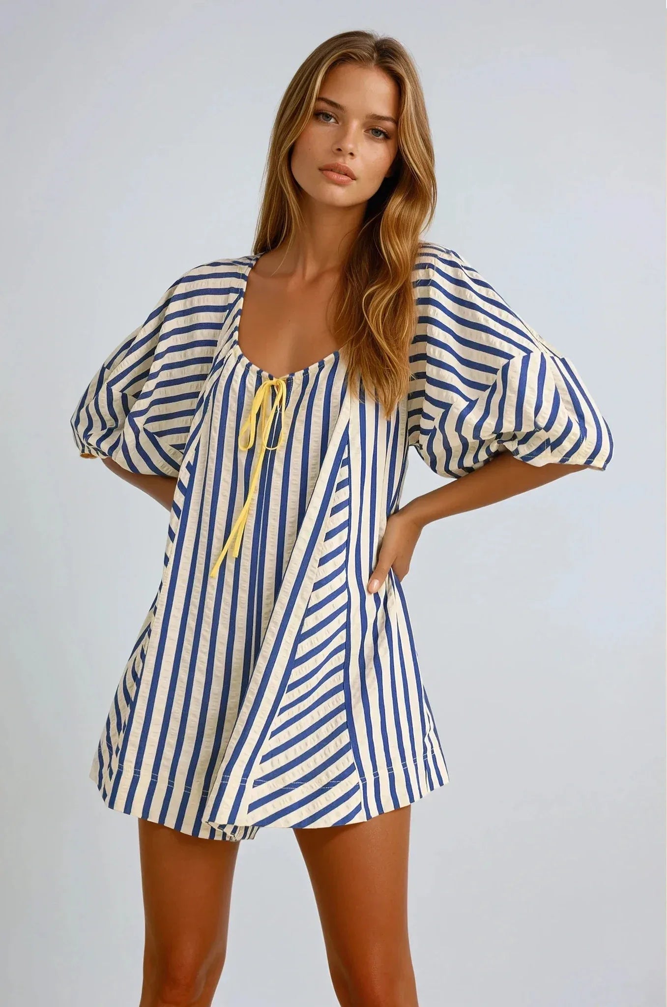Bop Around Playsuit Romper in Blue - Styled by Ashley Brooke
