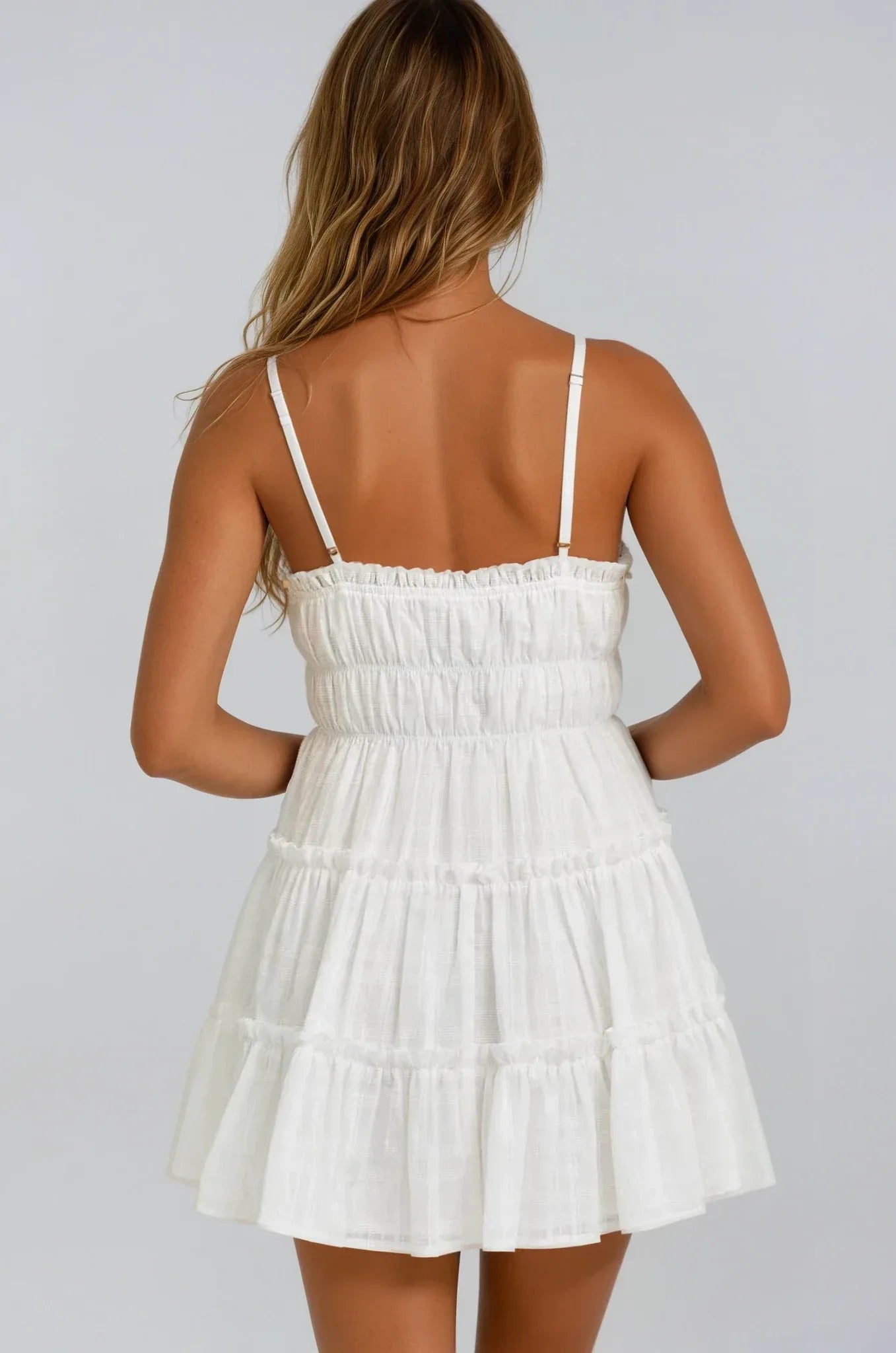 White Tiered Mini Dress - Styled by Ashley Brooke