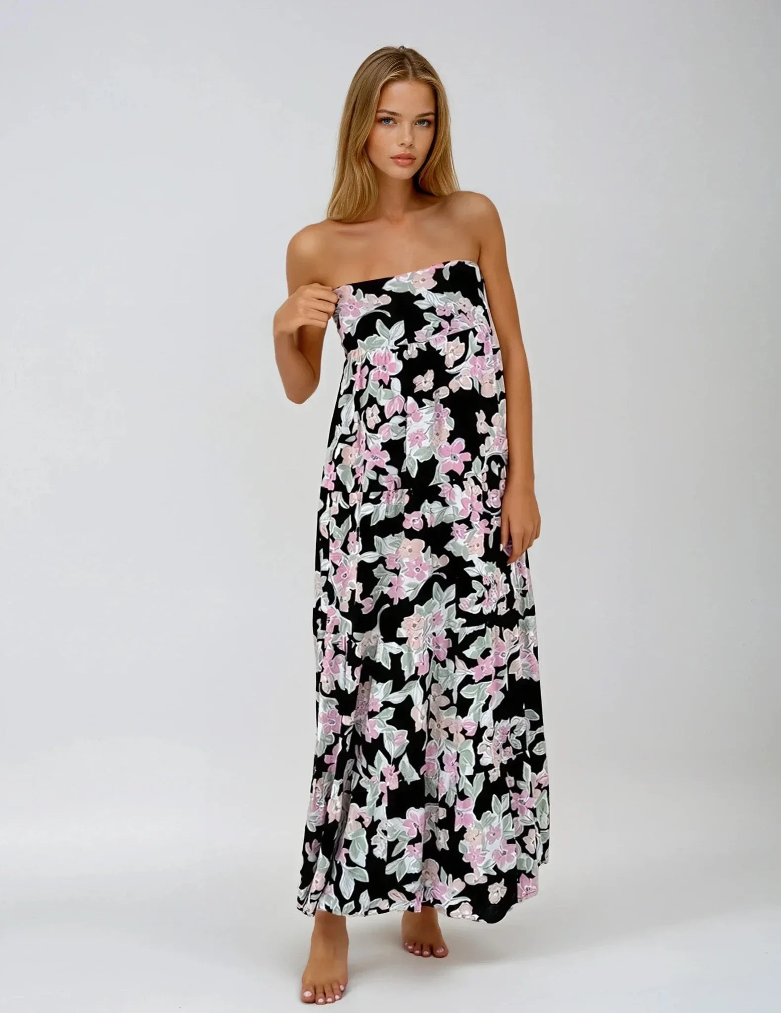 Strapless Floral Maxi Dress - Styled by Ashley Brooke