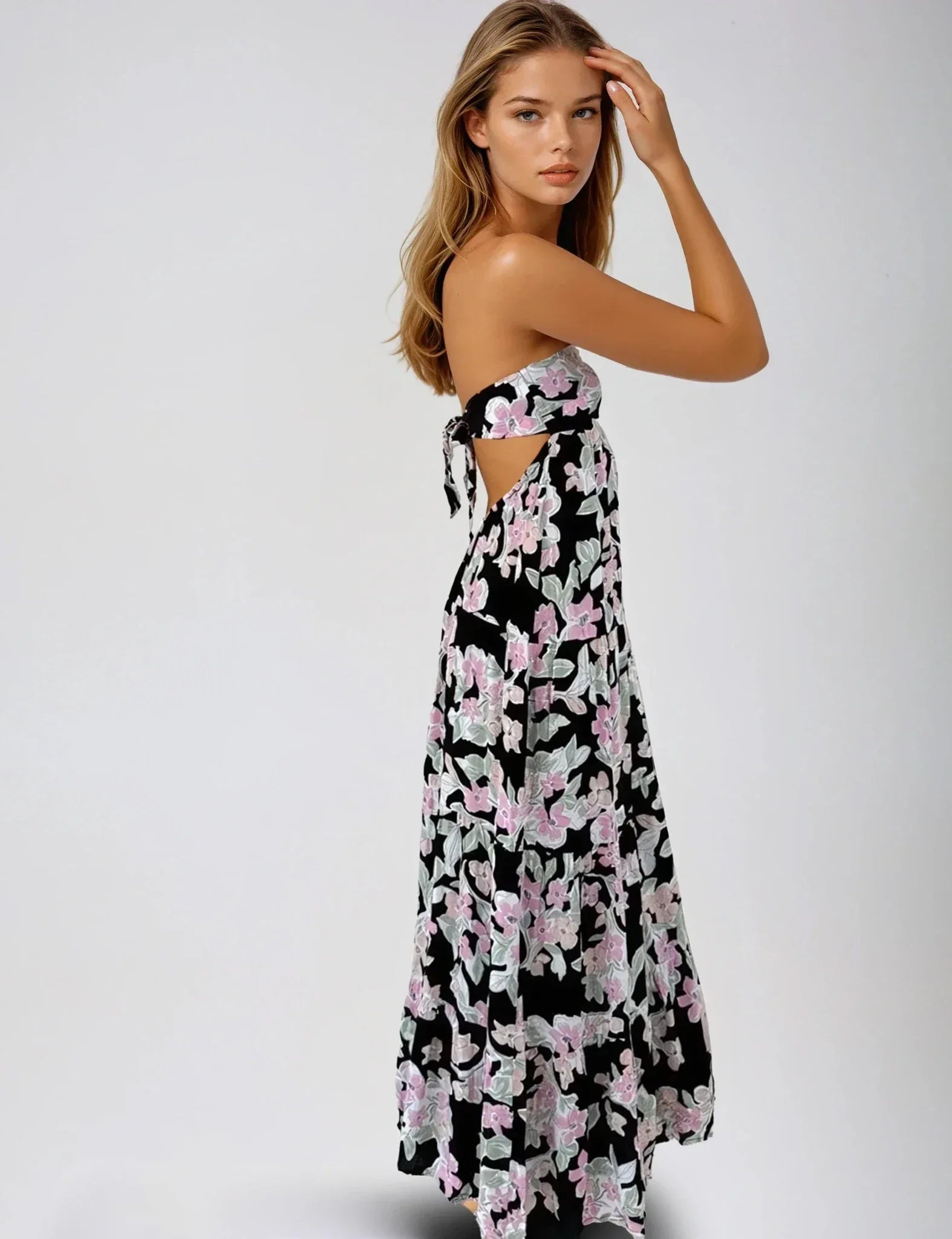 Strapless Floral Maxi Dress - Styled by Ashley Brooke