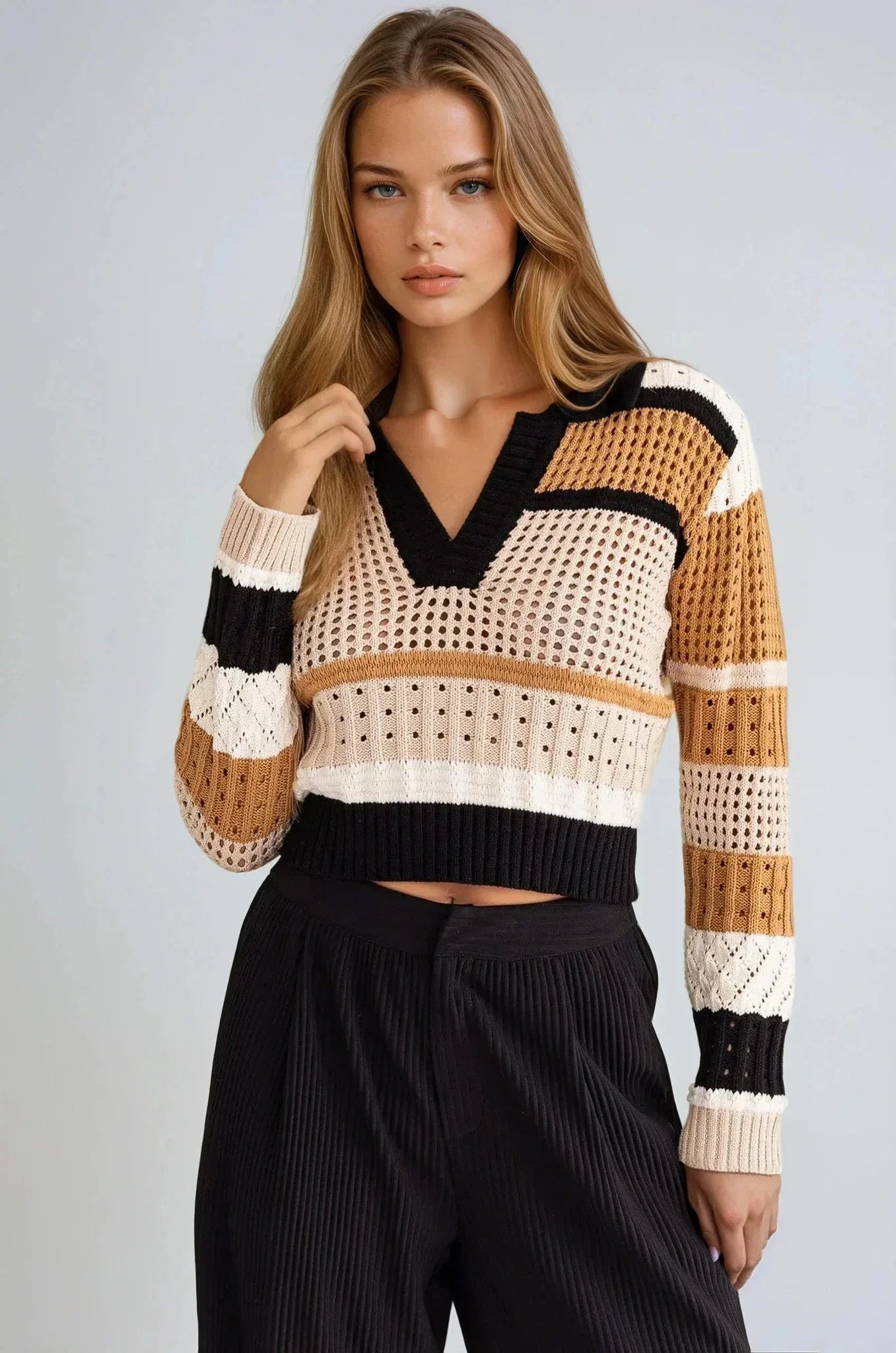 Collared V-Neck Sweater - Styled by Ashley Brooke