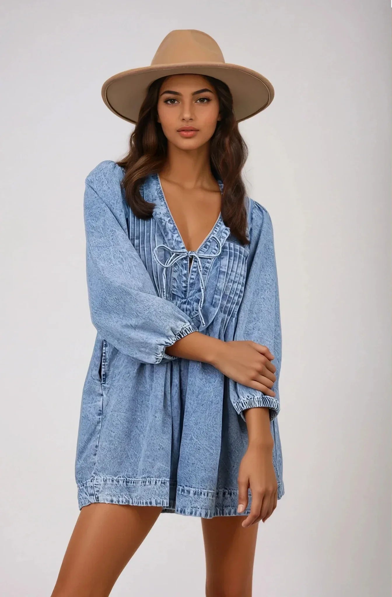 Long Sleeve Webster Denim Romper - Styled by Ashley Brooke