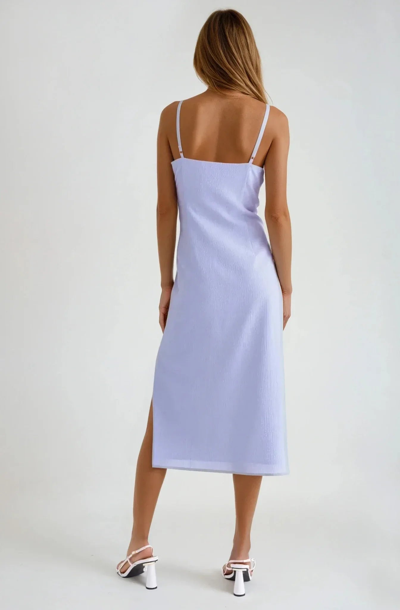 Lavender Midi Dress with Bow Detail - Styled by Ashley Brooke