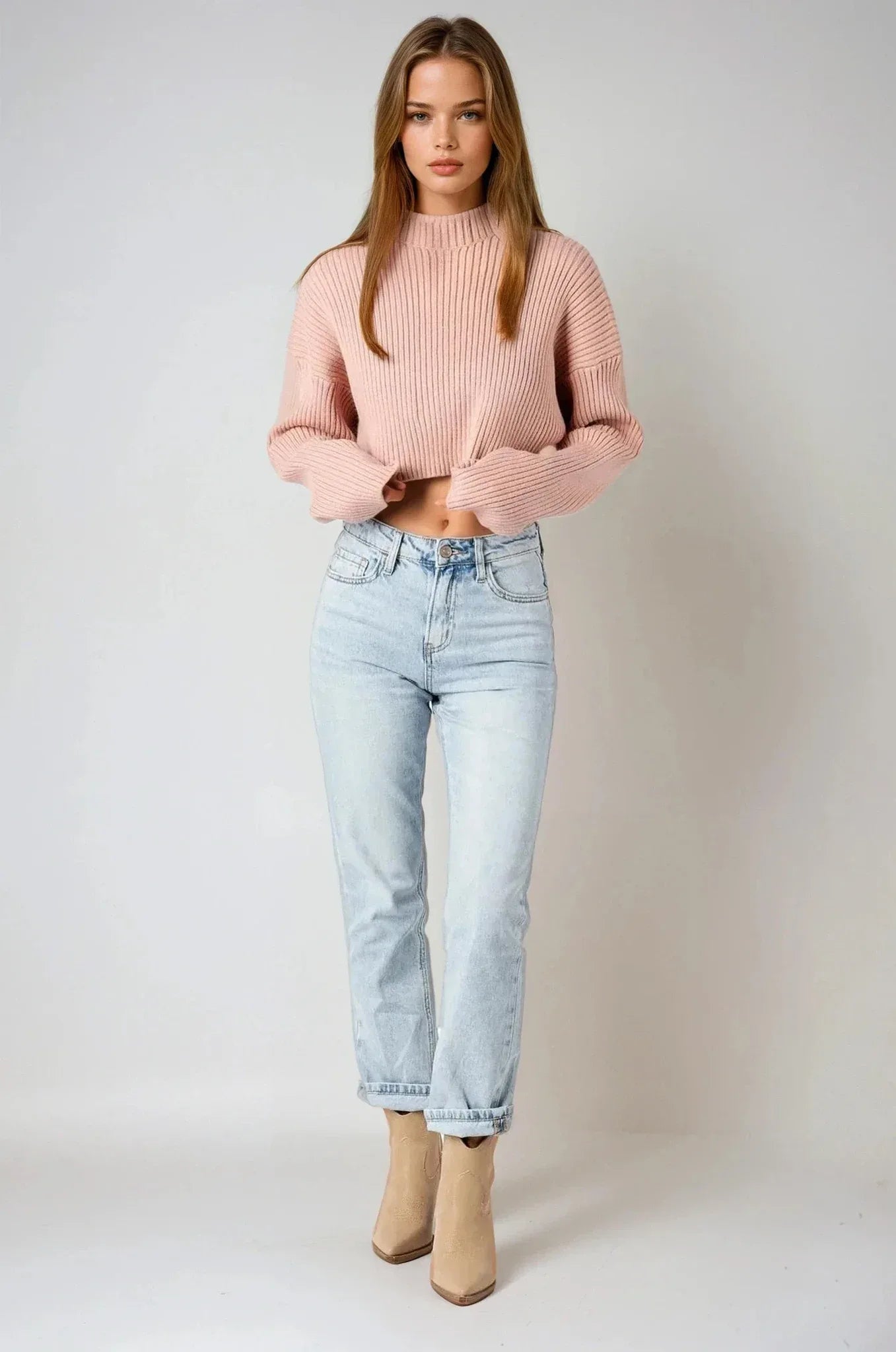 Ribbed Dusty Rose Sweater - Styled by Ashley Brooke