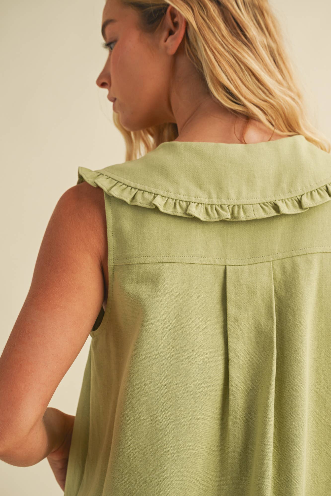 Frill Collar Olive Mini Dress - Styled by Ashley Brooke