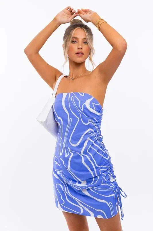 Blue Strapless Mini Dress - Styled by Ashley Brooke