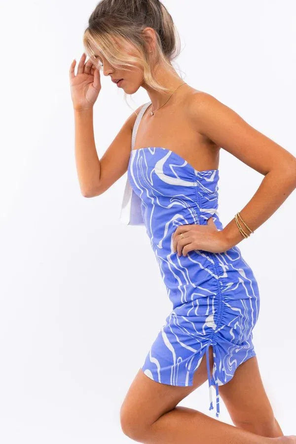 Blue Strapless Mini Dress - Styled by Ashley Brooke