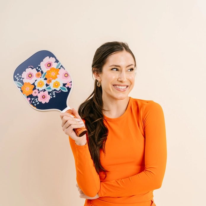 Blue Floral Pickleball Paddle - Styled by Ashley Brooke