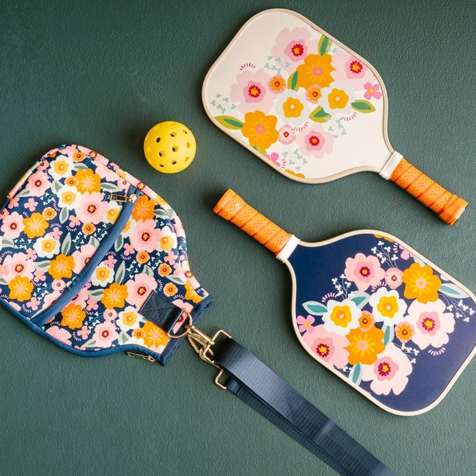 Blue Floral Pickleball Paddle - Styled by Ashley Brooke