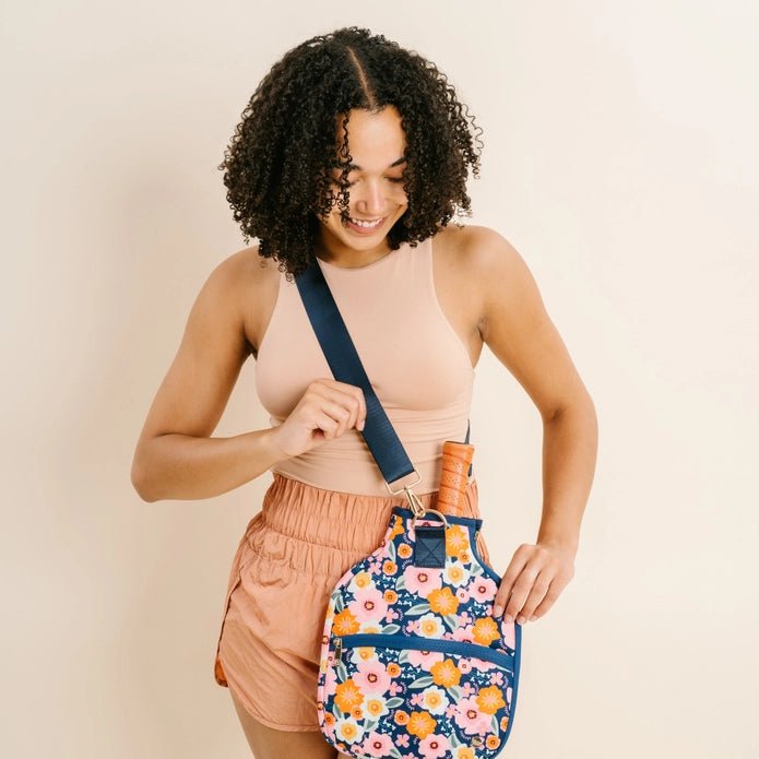 Blue Floral Pickleball Paddle Case - Styled by Ashley Brooke