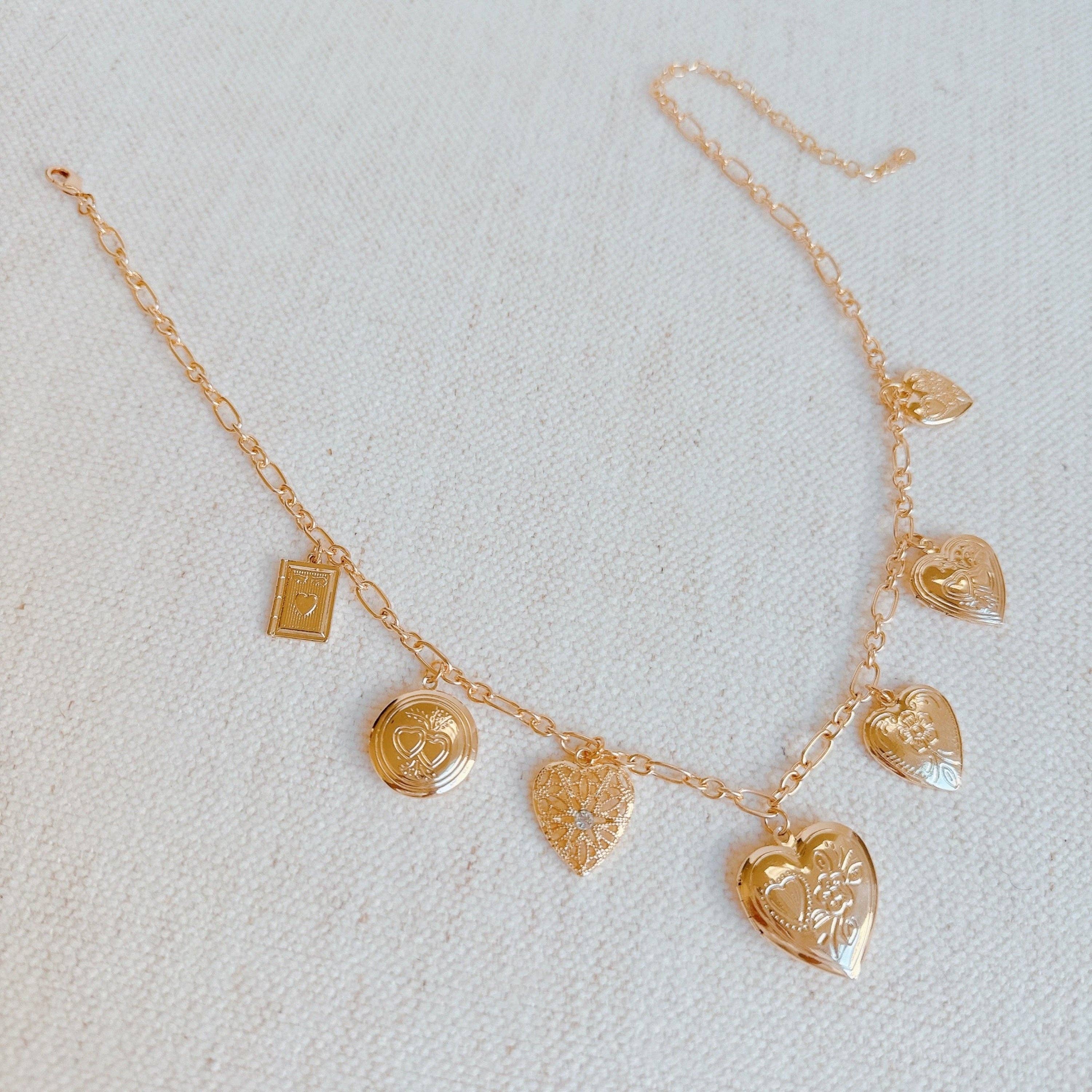 Heart Lockets Charm Necklace - Styled by Ashley Brooke