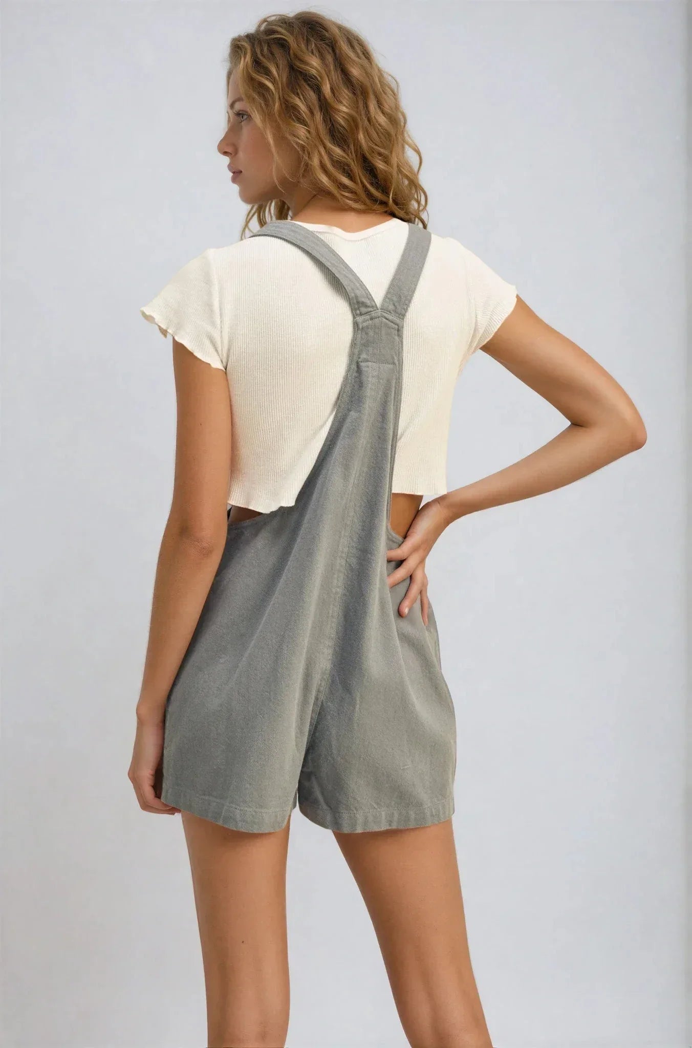 Cotton Washed Romper Overalls - Styled by Ashley Brooke