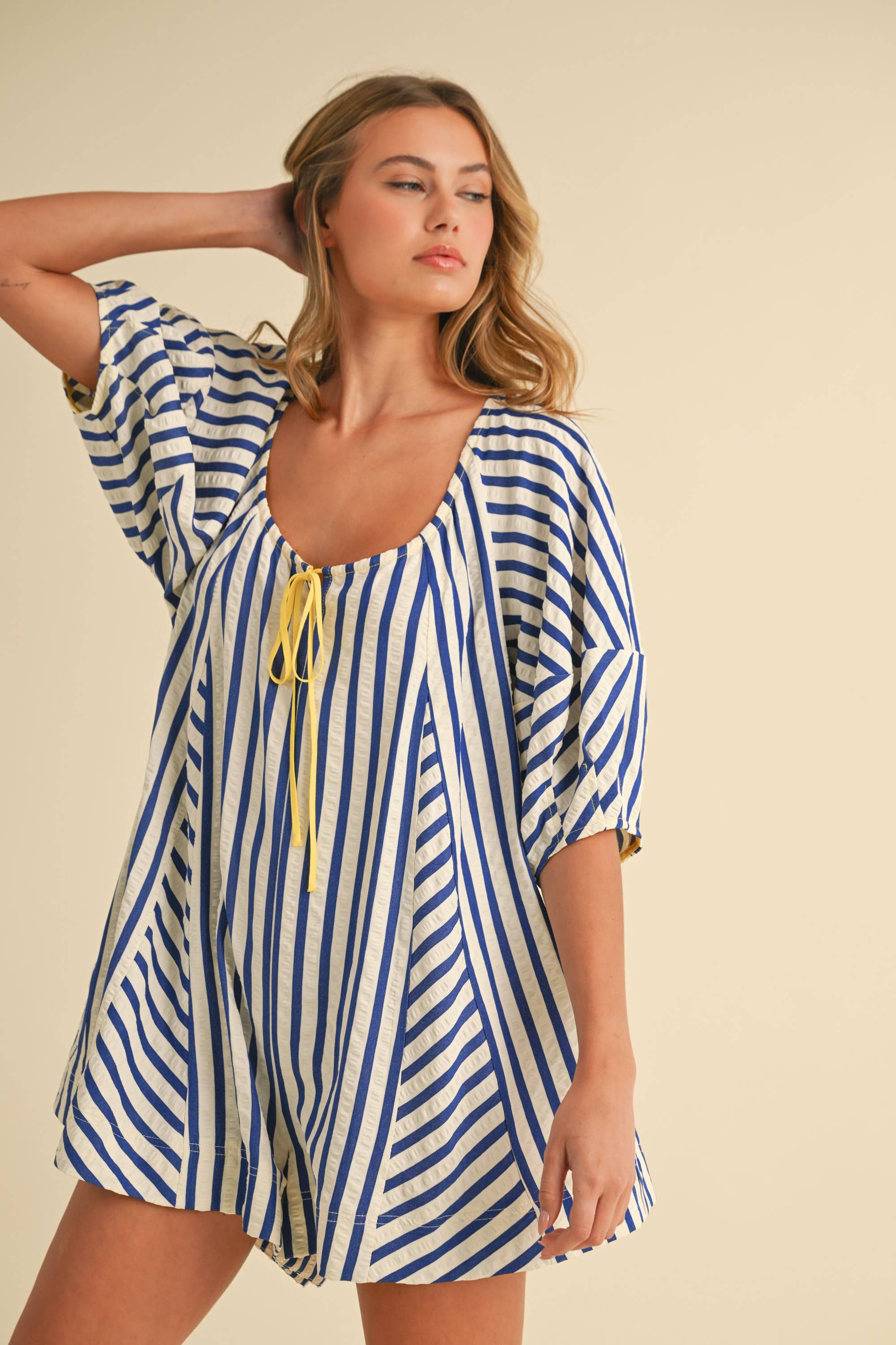 Bop Around Playsuit Romper in Blue - Styled by Ashley Brooke