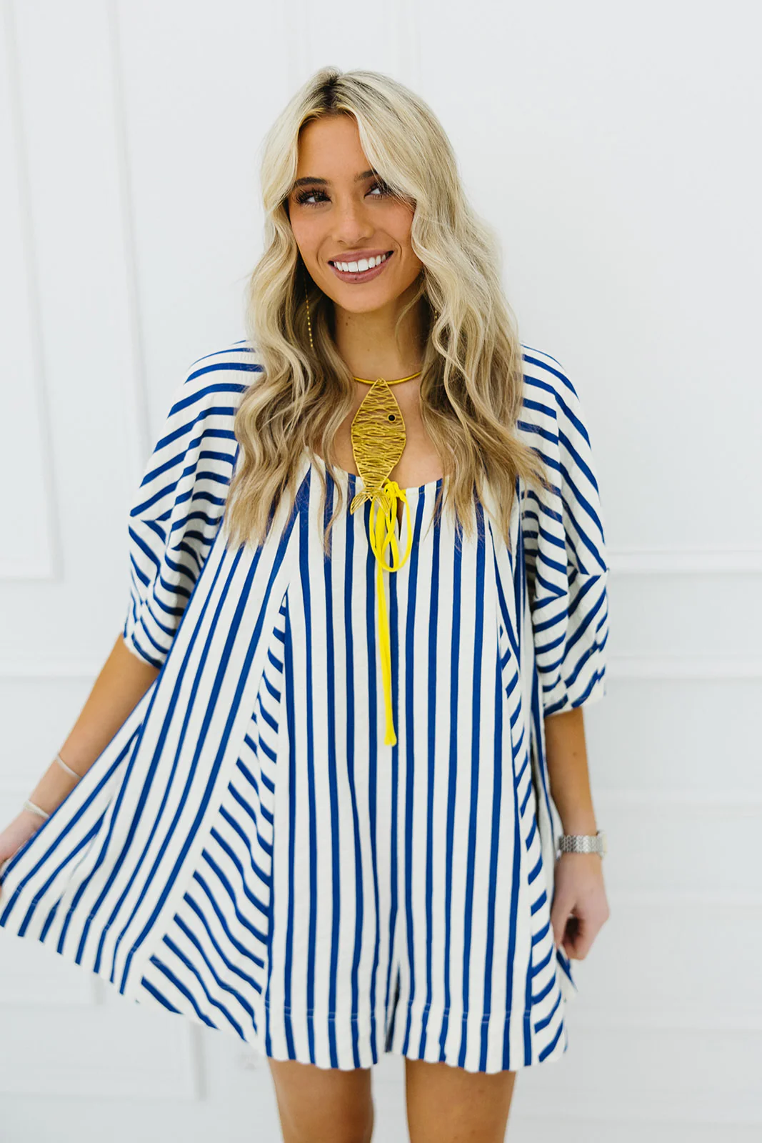 Bop Around Playsuit Romper in Blue - Styled by Ashley Brooke