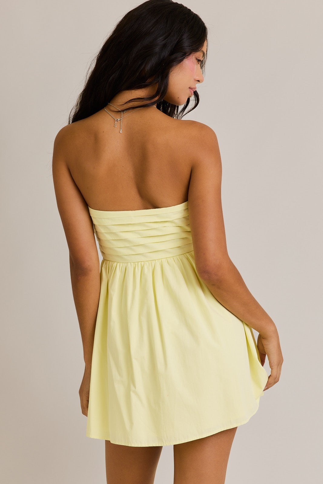 Light Yellow Strapless Mini Dress - Styled by Ashley Brooke