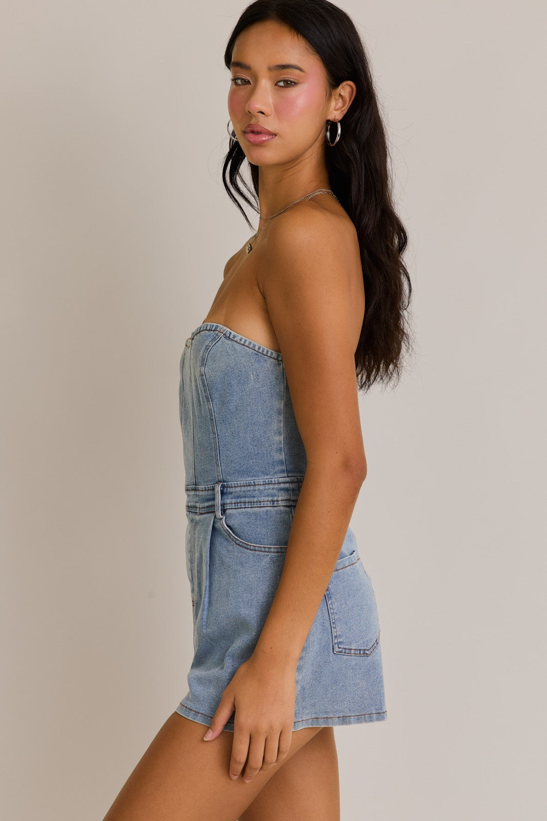 Strapless Denim Romper - Styled by Ashley Brooke