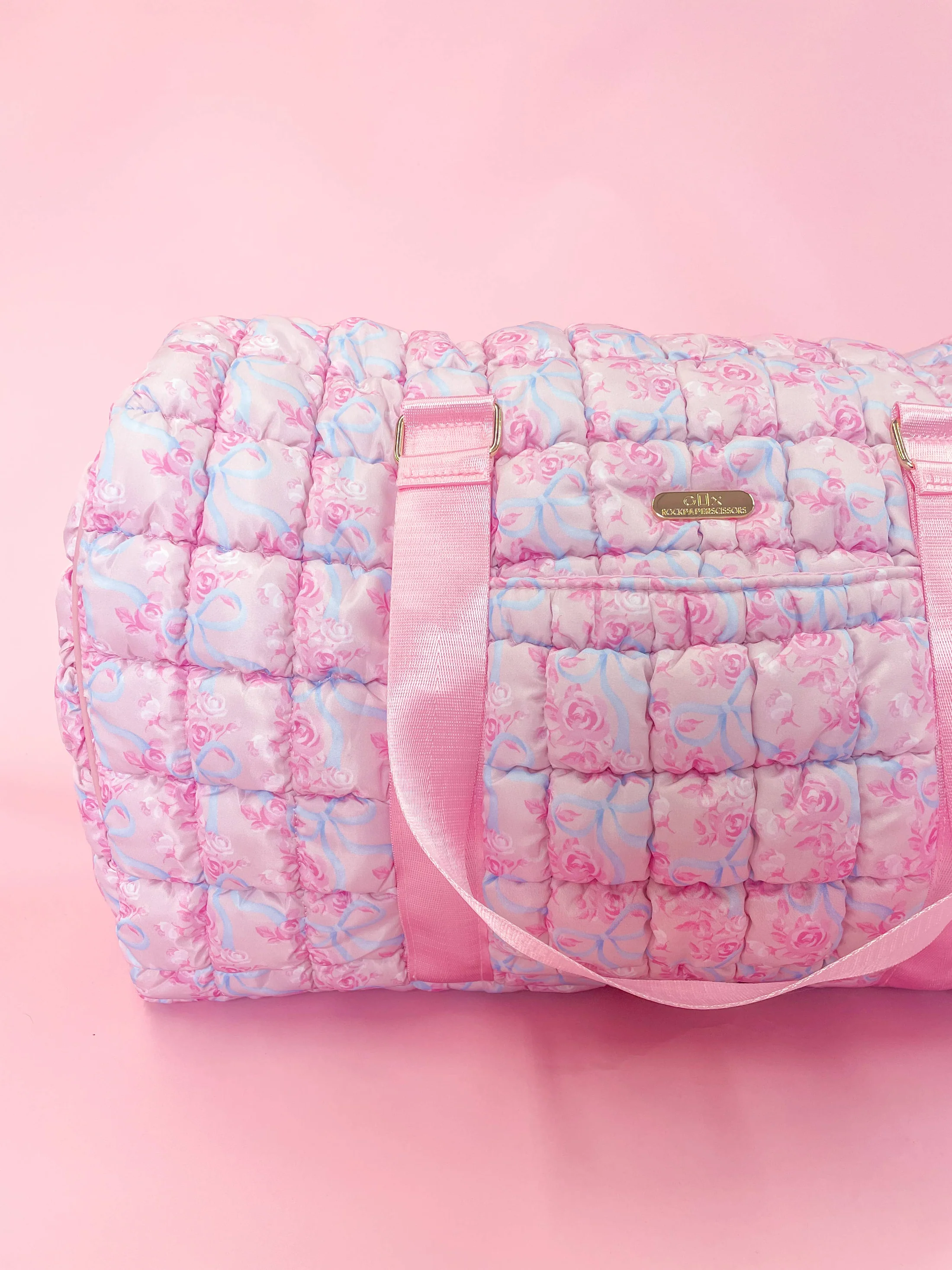 Watercolor Florals + Bows Quilted Duffle Tote - Styled by Ashley Brooke