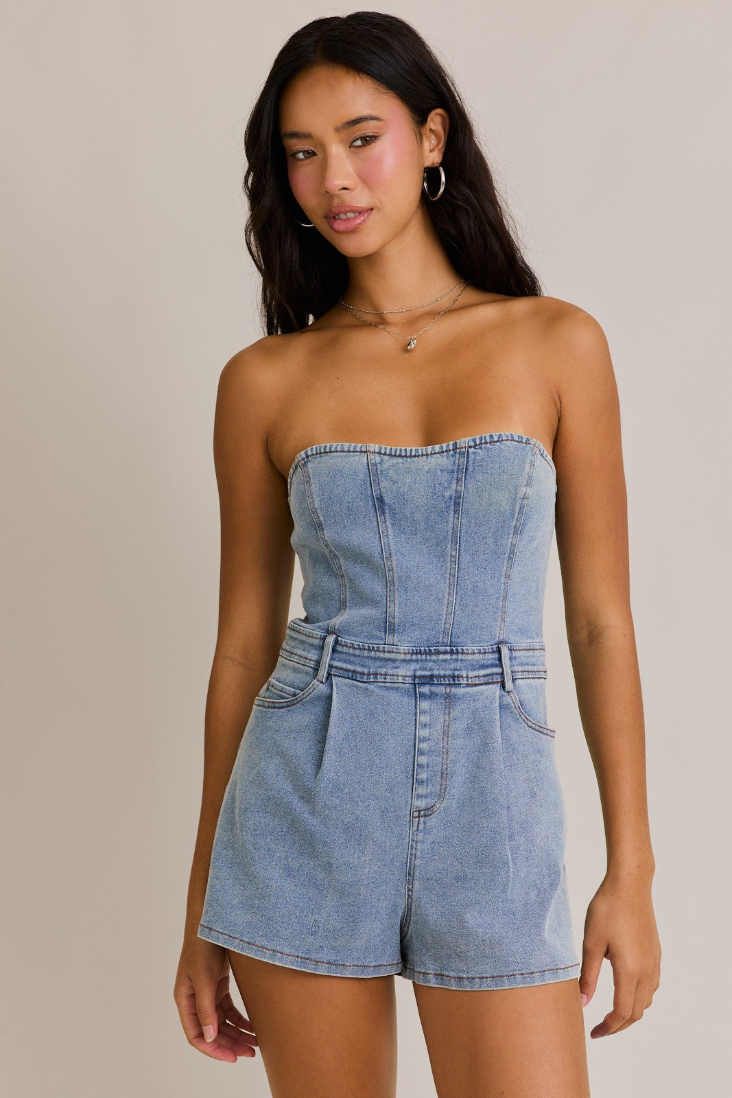 Strapless Denim Romper - Styled by Ashley Brooke