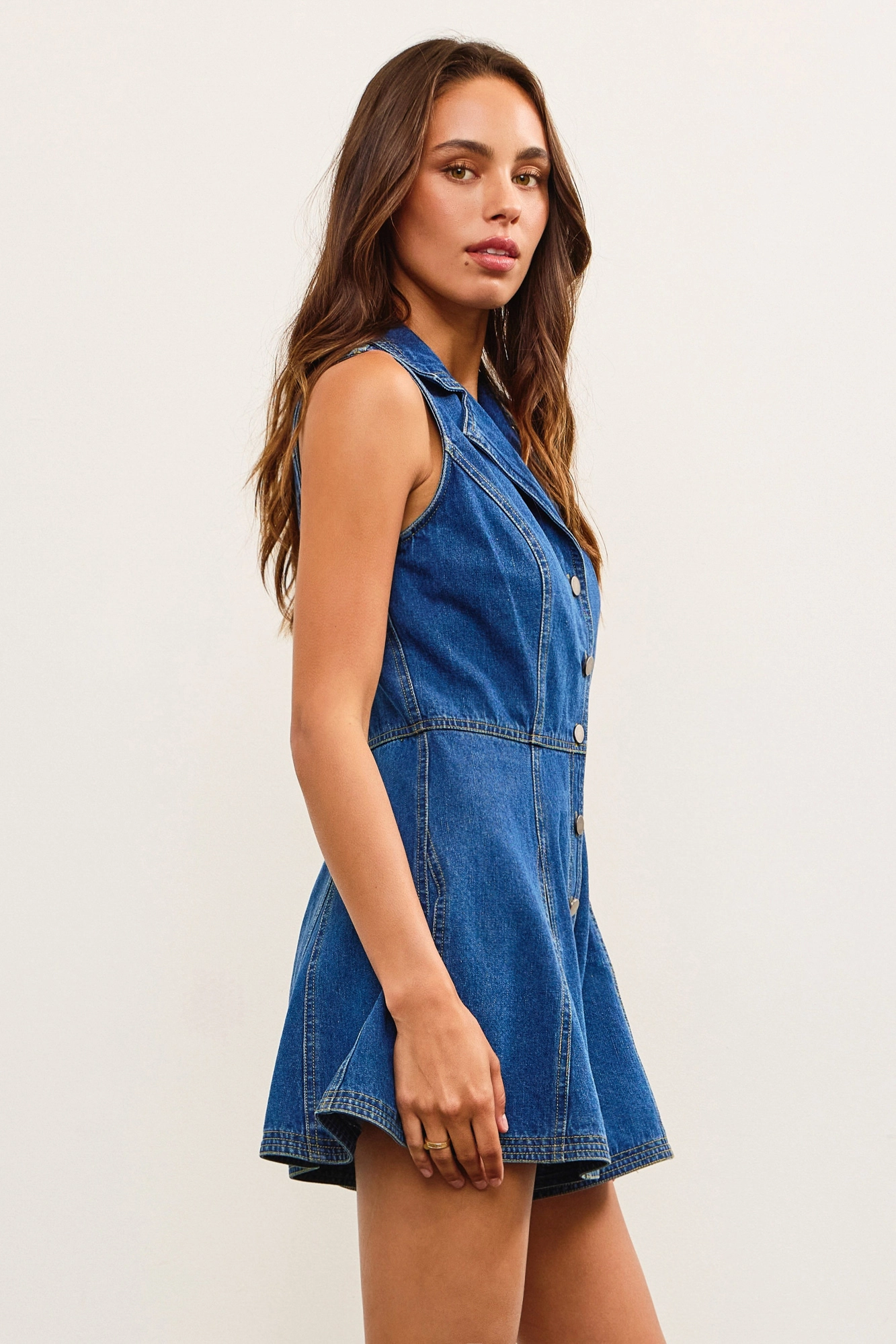Lapel Collar Denim Romper - Styled by Ashley Brooke