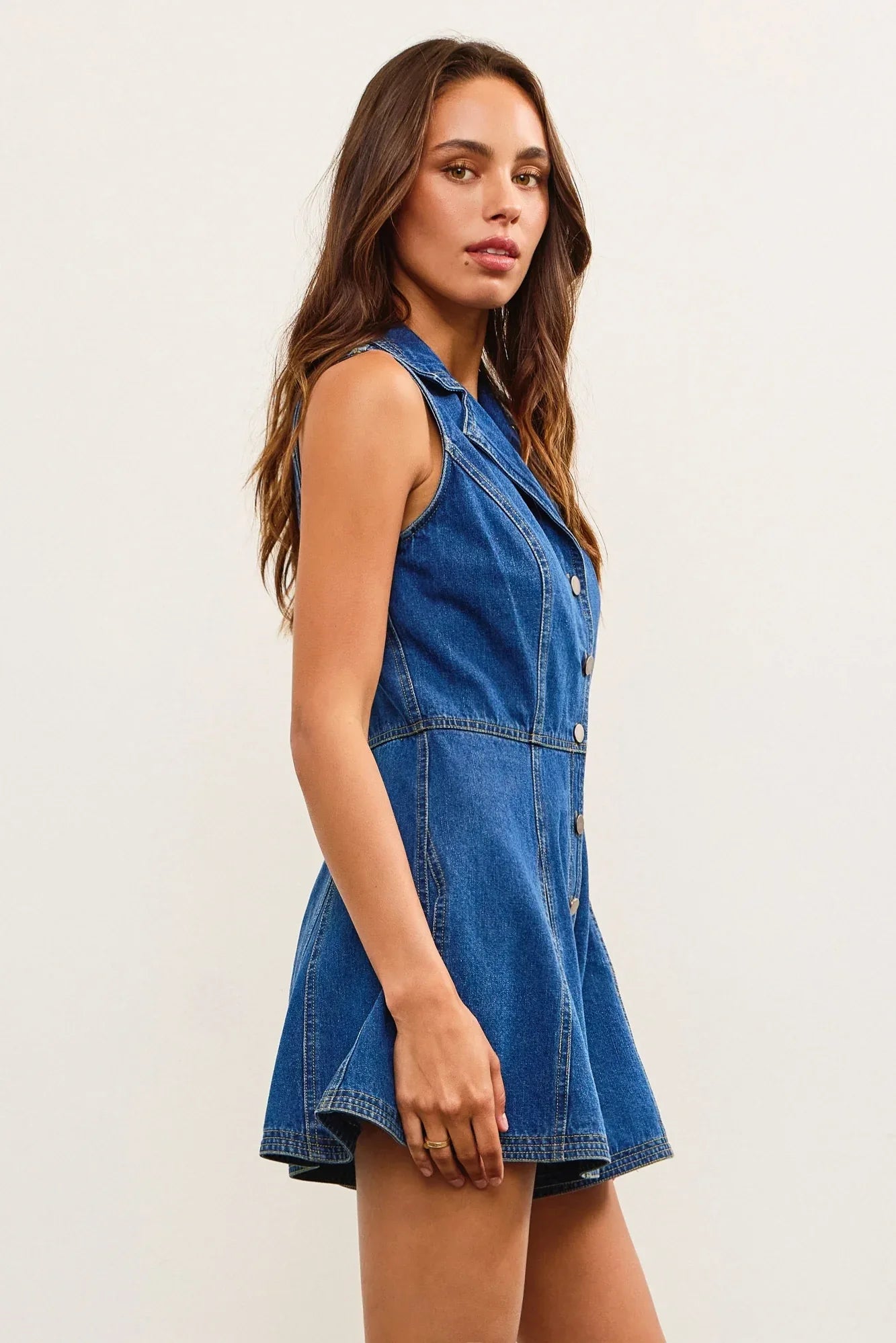 Lapel Collar Denim Romper - Styled by Ashley Brooke