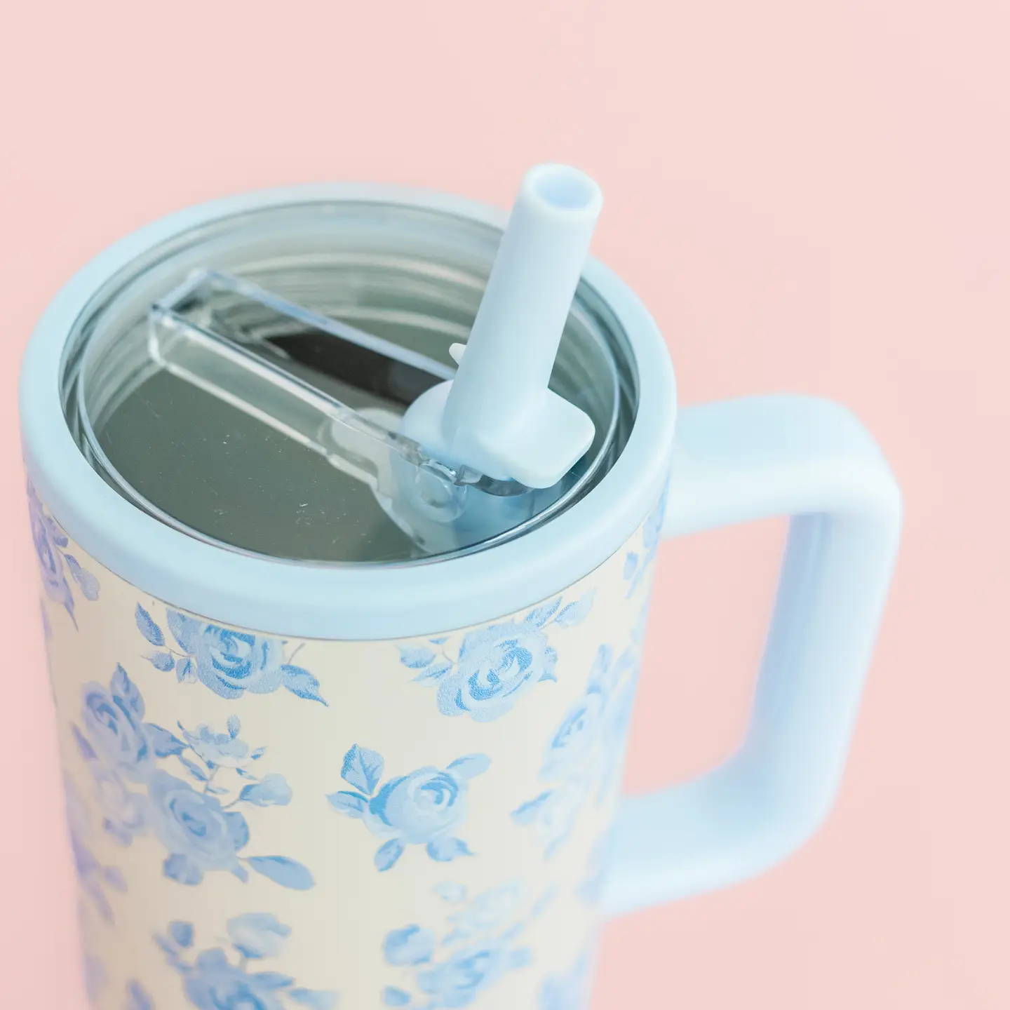 Cream & Blue Floral Print 40oz Tumbler - Styled by Ashley Brooke