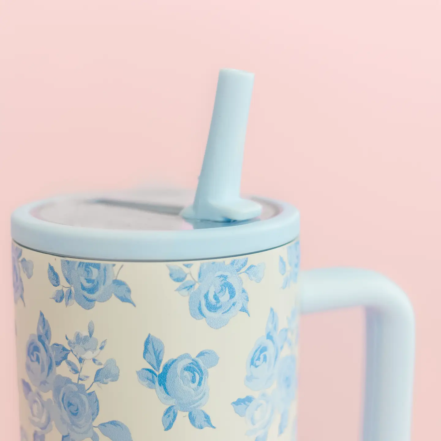 Cream & Blue Floral Print 40oz Tumbler - Styled by Ashley Brooke