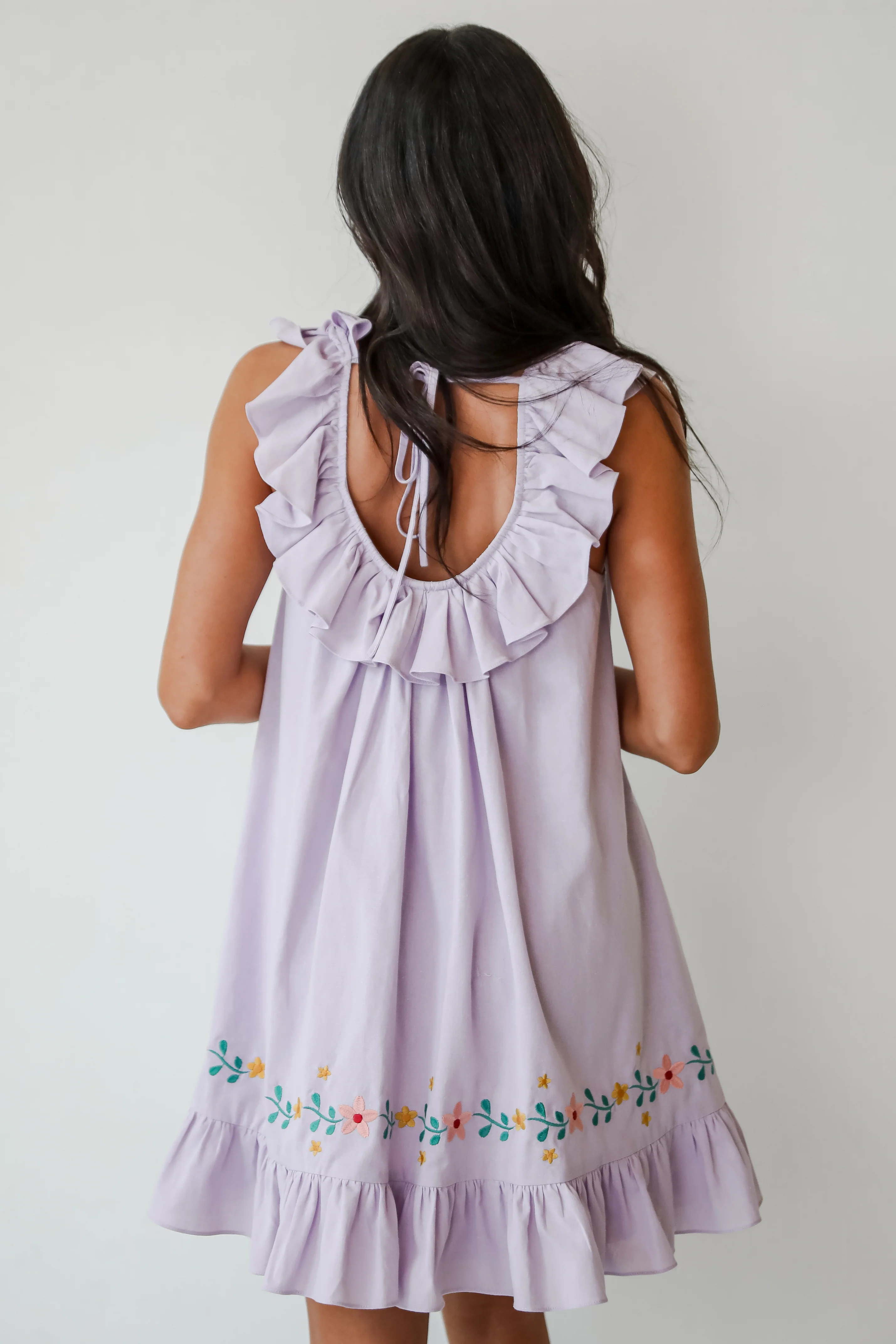 Lavender Floral Embroidered Mini Dress - Styled by Ashley Brooke