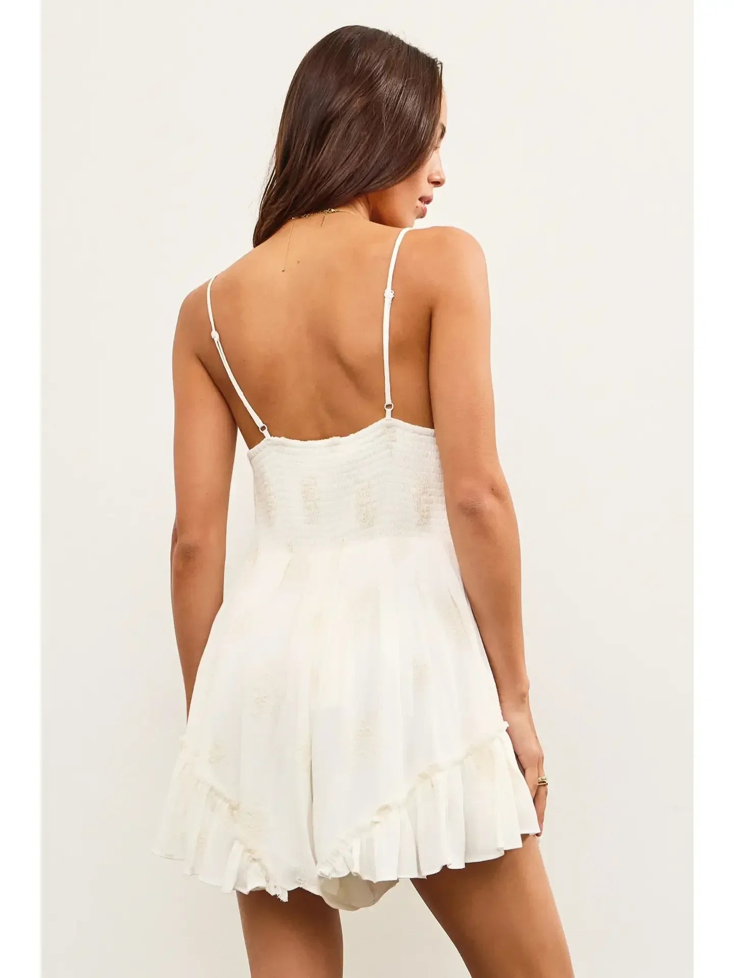 Ivory Layered Ruffle V-Neck Romper - Styled by Ashley Brooke