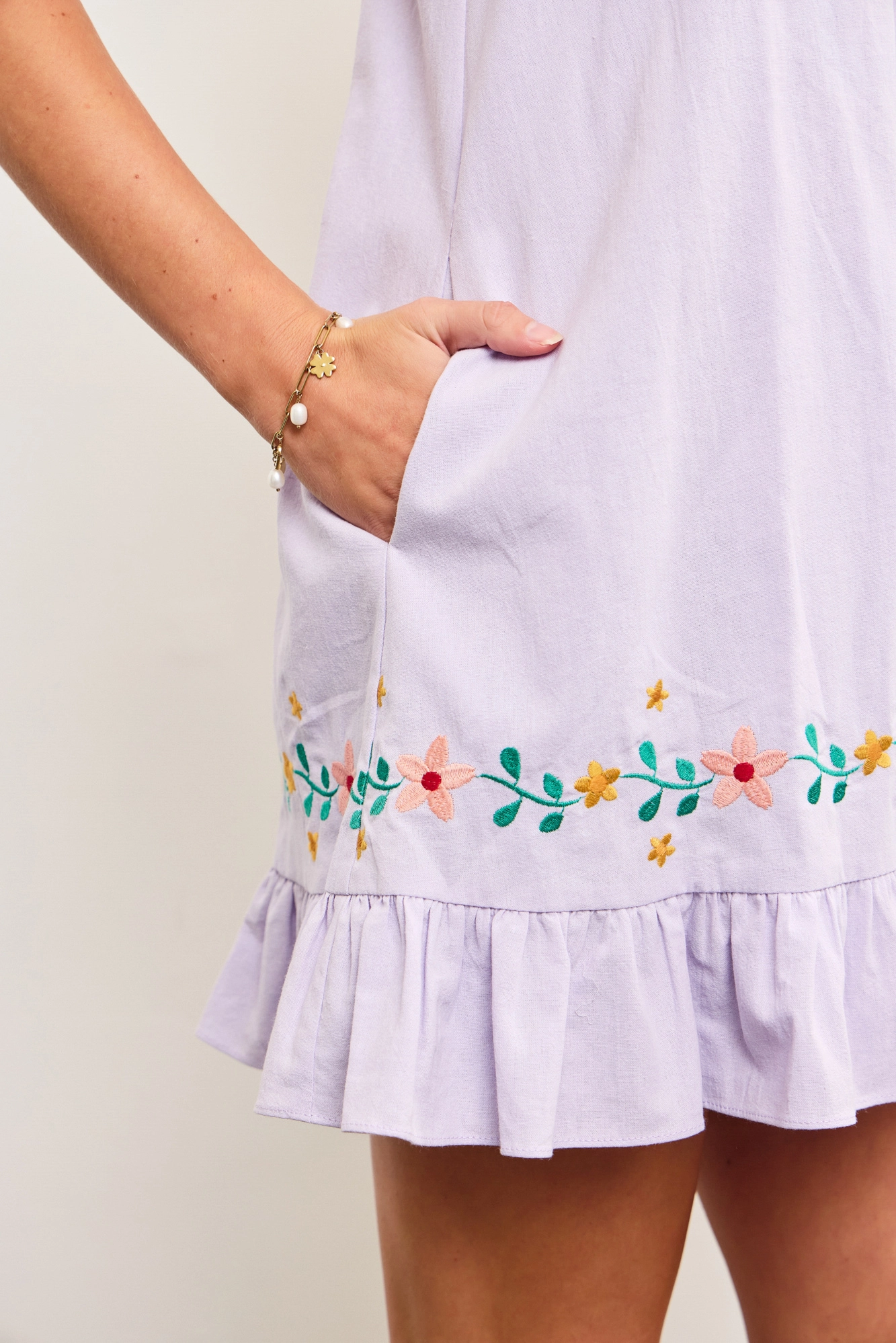 Lavender Floral Embroidered Mini Dress - Styled by Ashley Brooke