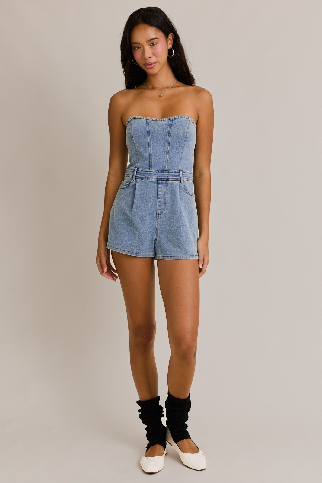 Strapless Denim Romper - Styled by Ashley Brooke