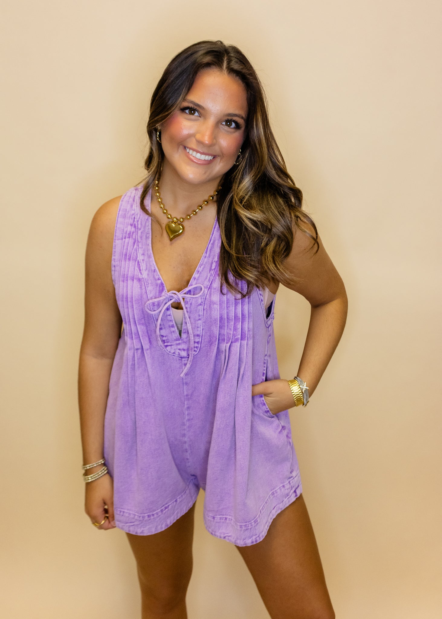 Vintage Purple Denim Romper - Styled by Ashley Brooke