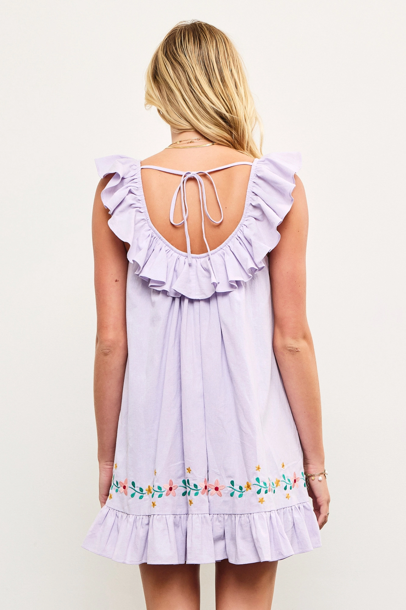 Lavender Floral Embroidered Mini Dress - Styled by Ashley Brooke