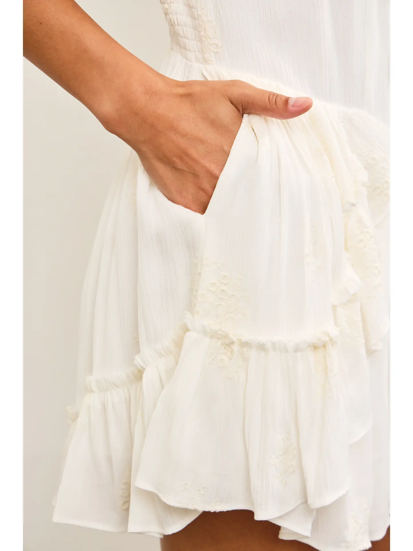 Ivory Layered Ruffle V-Neck Romper - Styled by Ashley Brooke