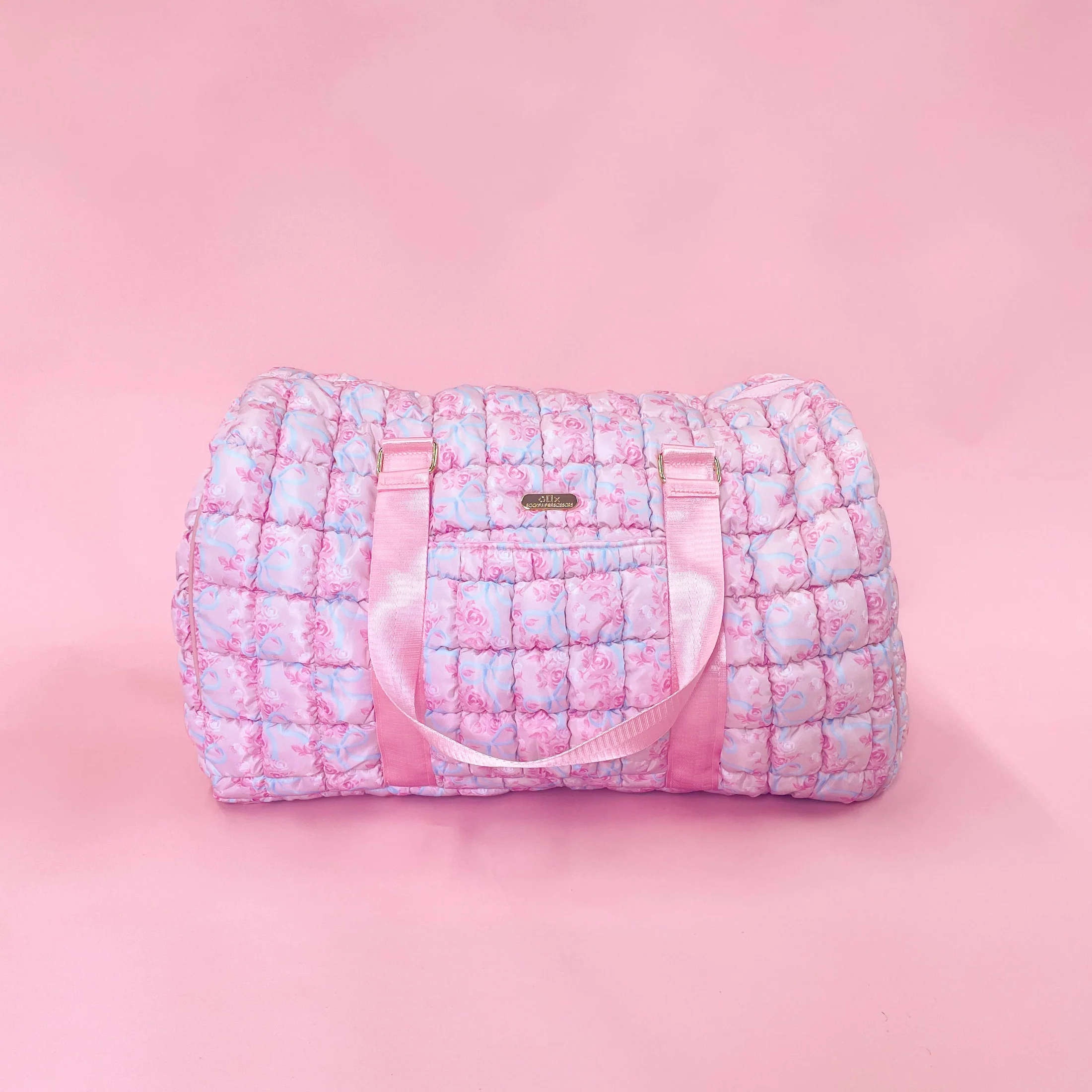 Watercolor Florals + Bows Quilted Duffle Tote - Styled by Ashley Brooke