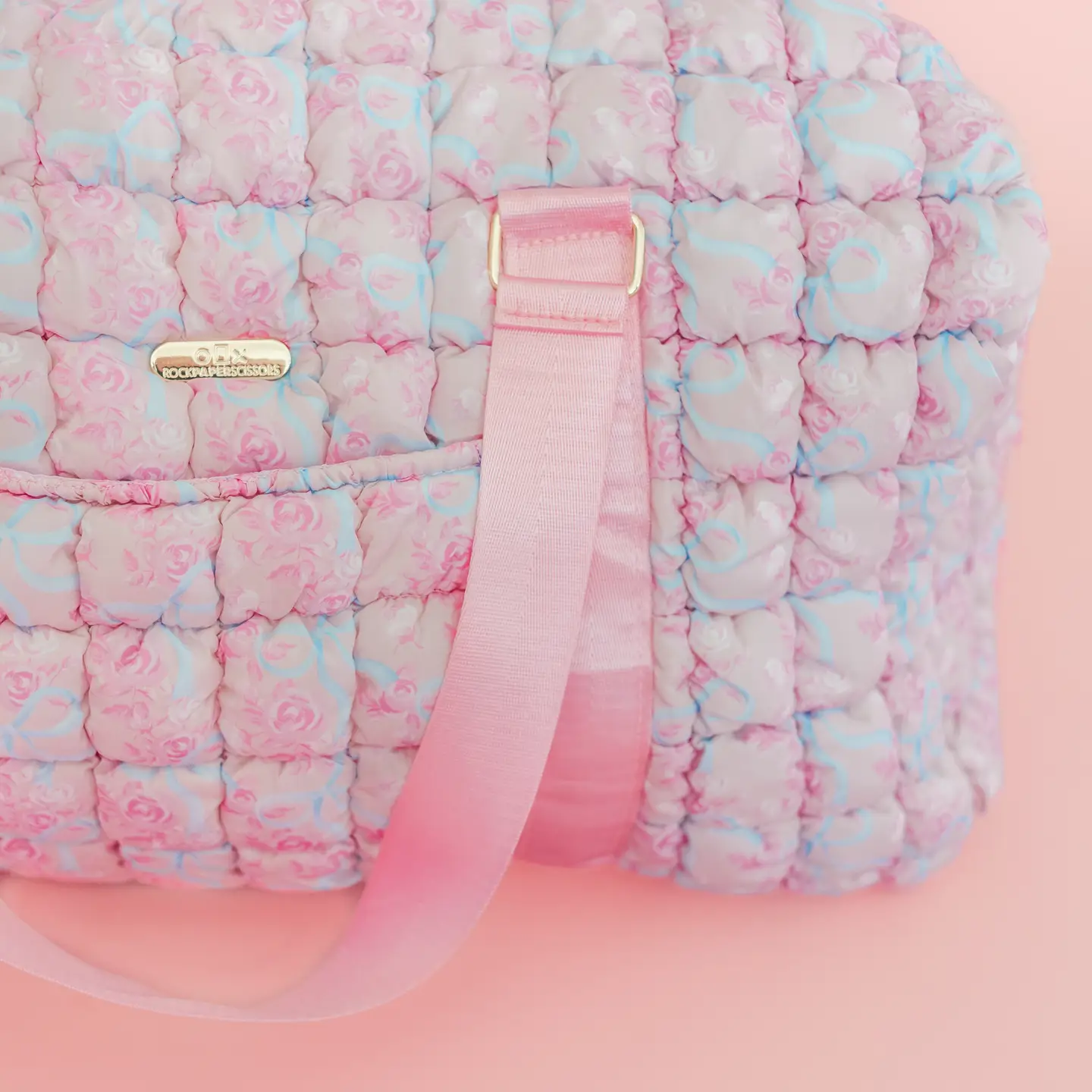 Watercolor Florals + Bows Quilted Duffle Tote - Styled by Ashley Brooke