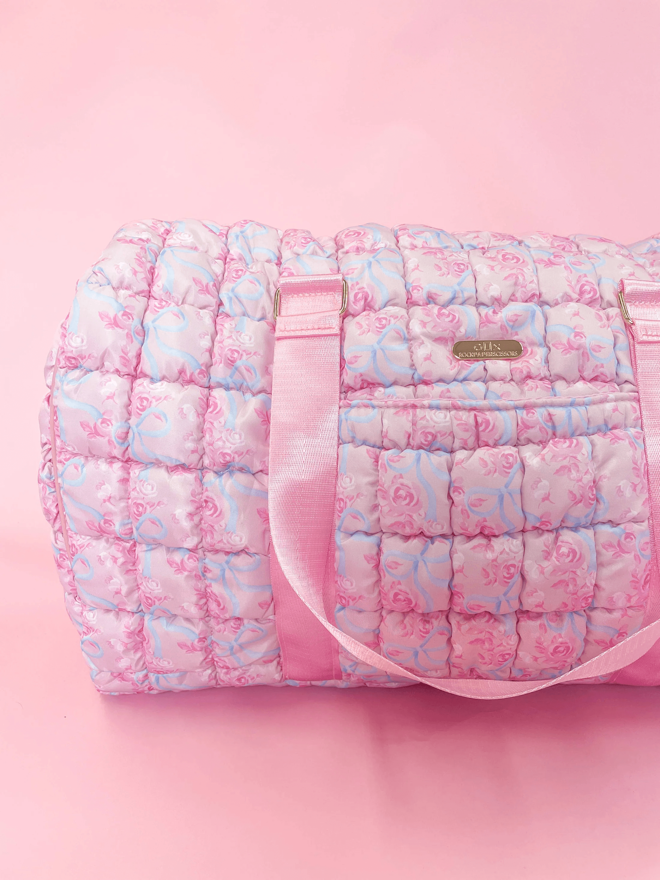 Watercolor Florals + Bows Quilted Duffle Tote - Styled by Ashley Brooke