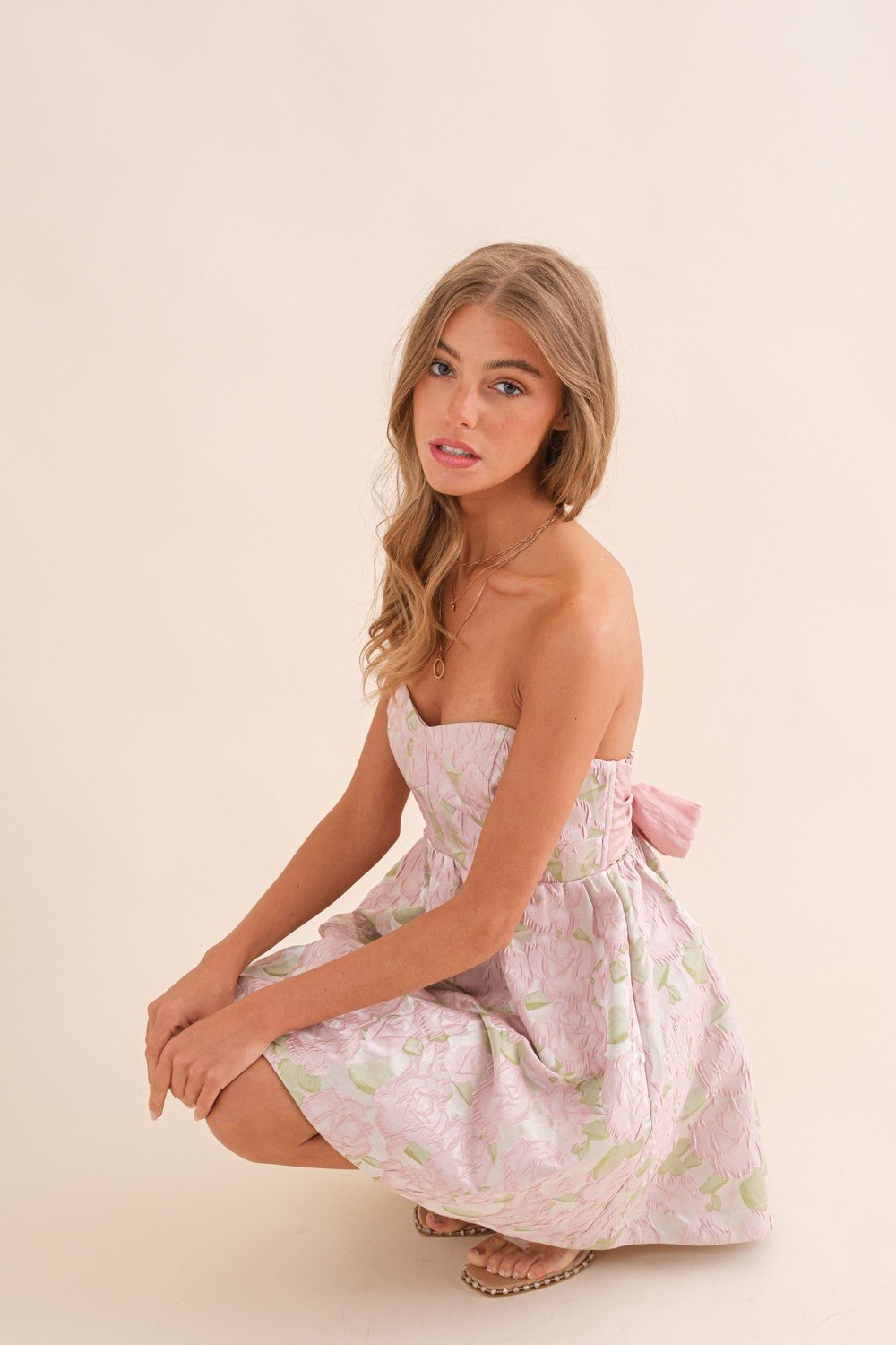 Jacquard Floral Tube Fit and Flare Mini Dress - Styled by Ashley Brooke