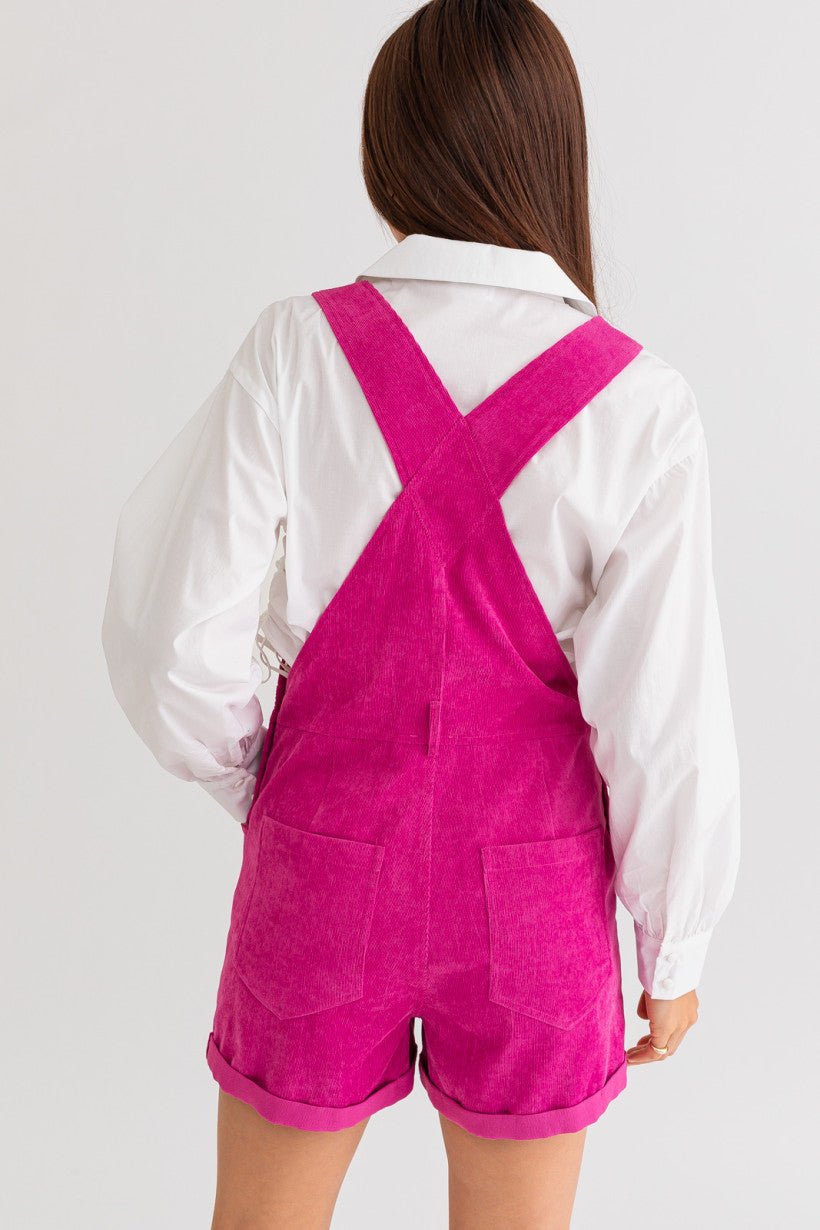 Magenta Shorts Overalls - Styled by Ashley Brooke
