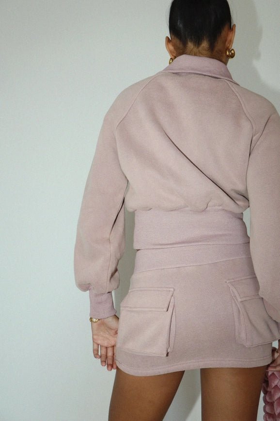 Mauve Mini Skirt and Sweatshirt Set - Styled by Ashley Brooke