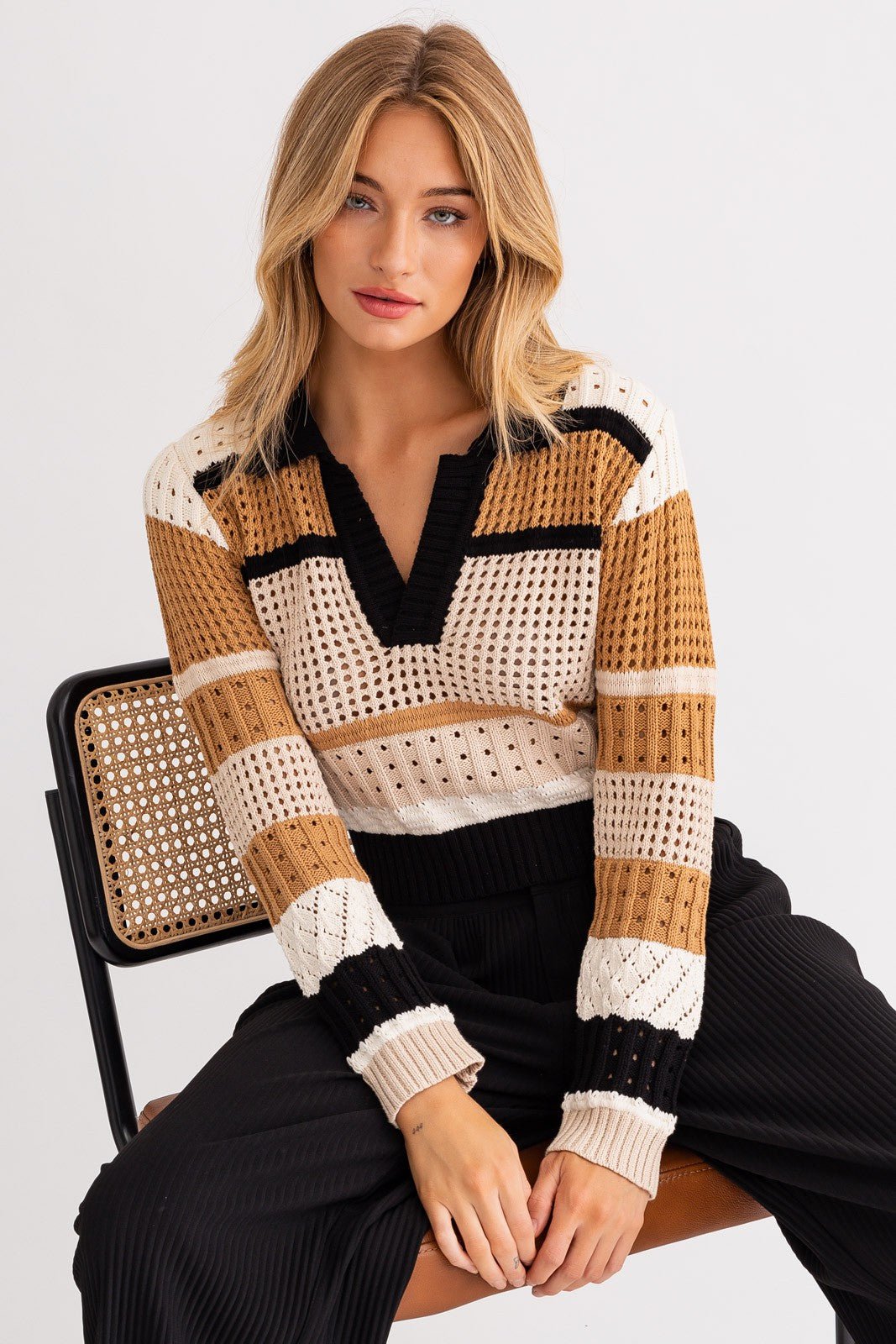 Pointelle Collared Sweater - Styled by Ashley Brooke
