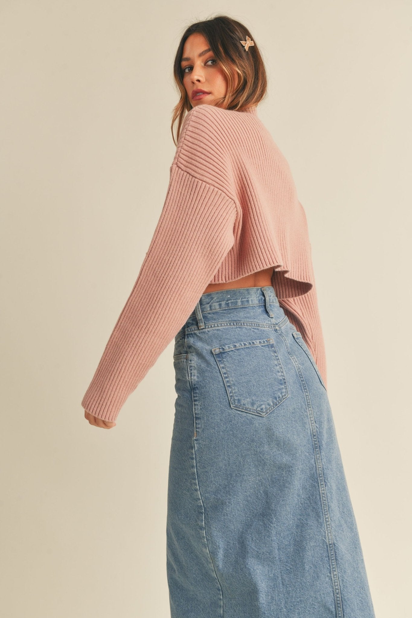 Ribbed Dusty Rose Sweater - Styled by Ashley Brooke