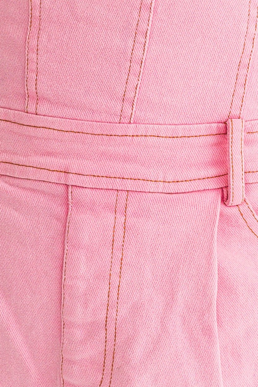 Strapless Pink Denim Romper - Styled by Ashley Brooke